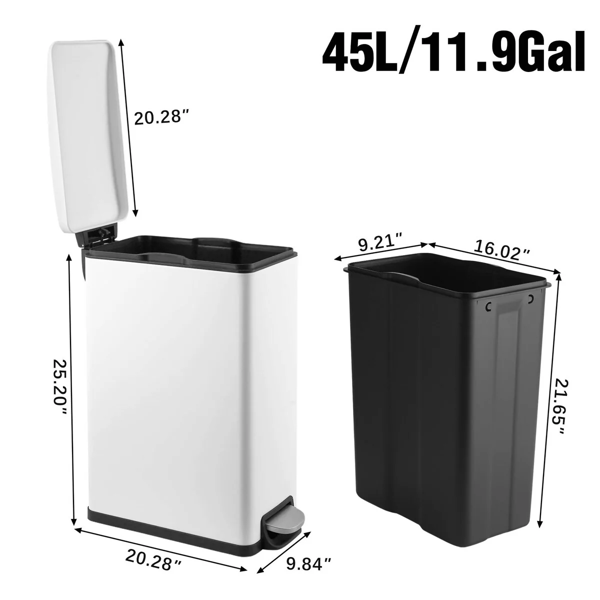 Innovaze 11.9 Gallon Slim Matt Trash Can