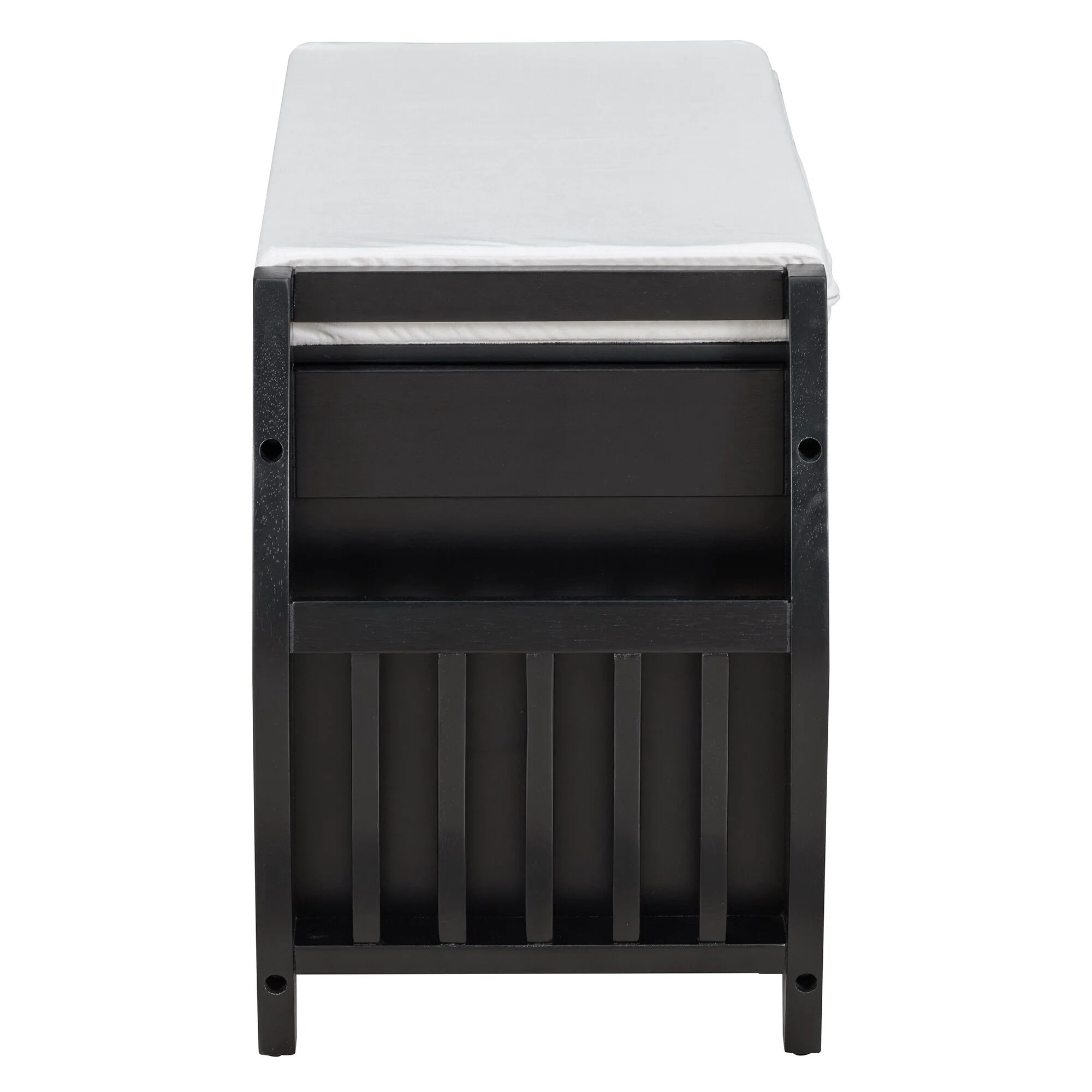 Multifunctional Storage Bench with Cushion and Curved Side Panel for Entrance and Living Room