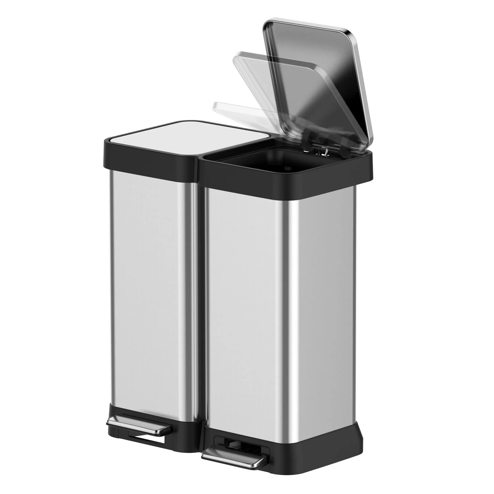 Stainless Steel Dual Trash Can, 2 Pedal
