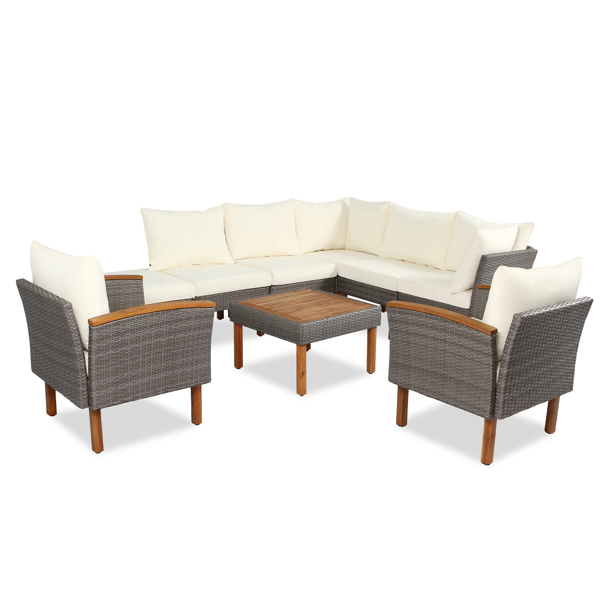 GO 9-Piece Rattan Outdoor Seating Set