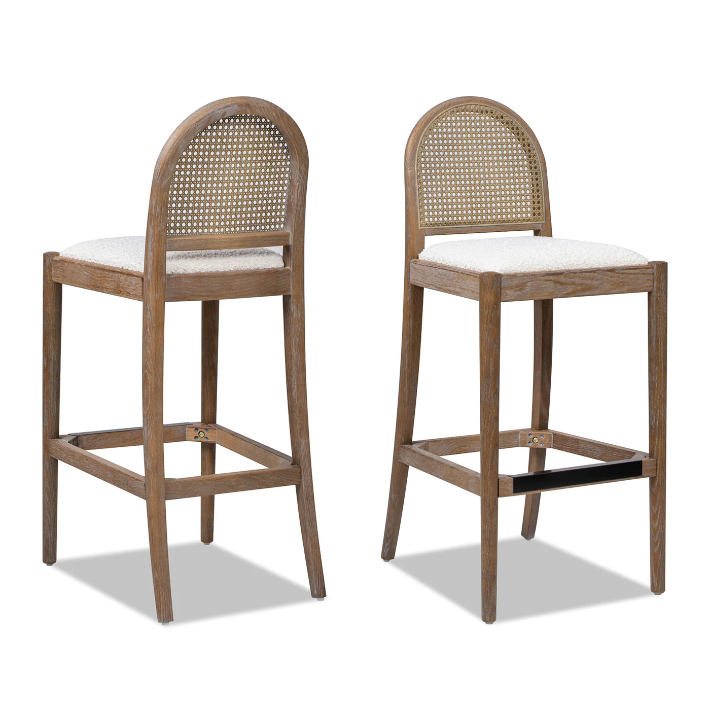 Arlin Upholstered Stool with Curved Back and Footrest, Set of 2