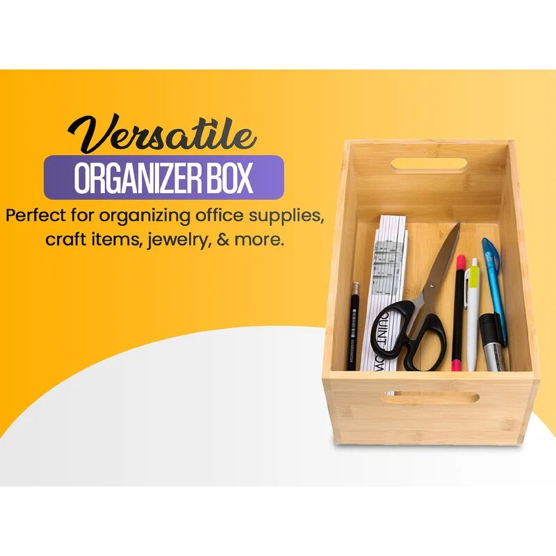 YBM HOME Bamboo 4 Compartment Organizer Tray for Drawers - 4 Compartment