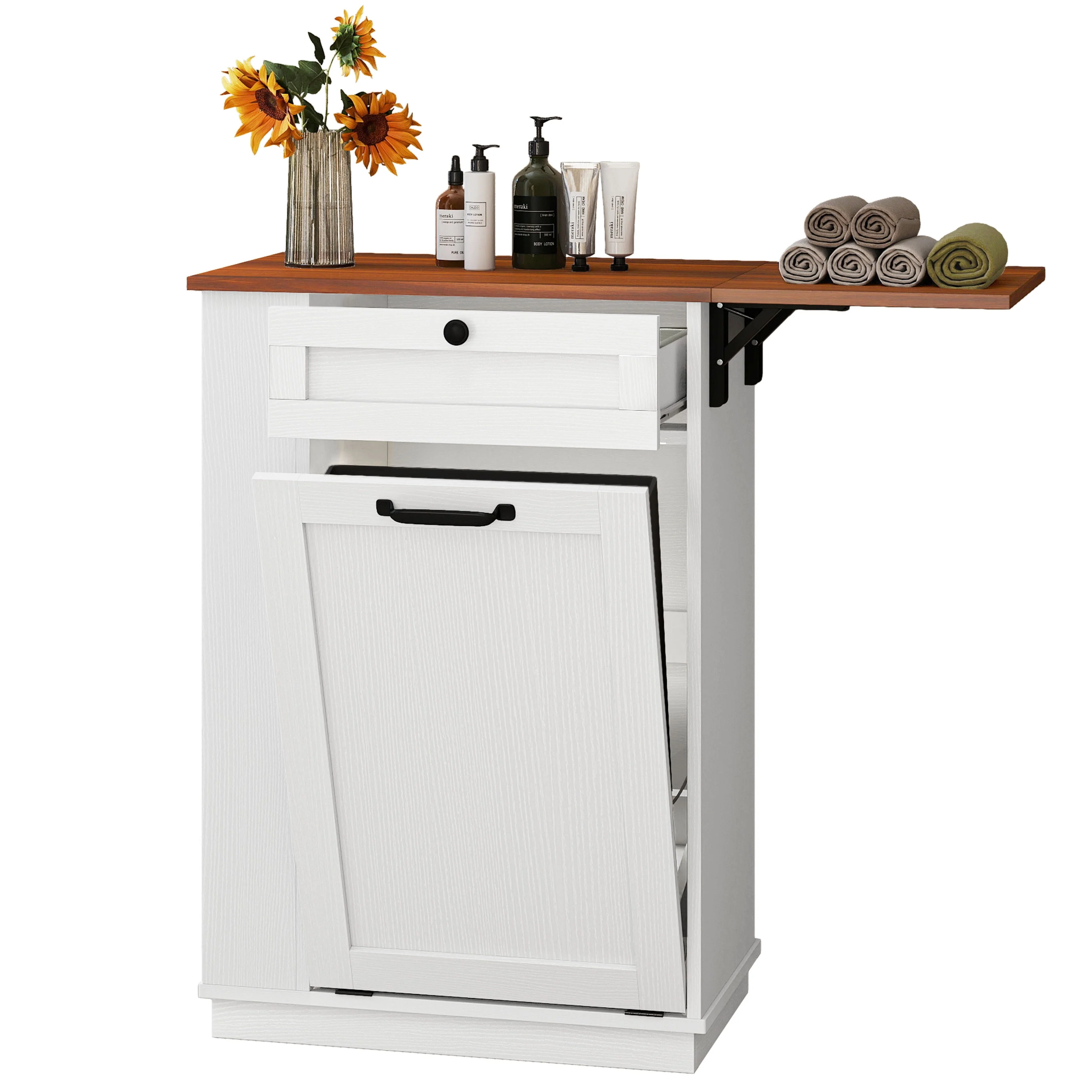Hidden Trash Can Cabinet Tilt Out Trash Bin Cabinet With Drawer