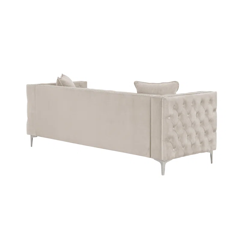 Marvine 86" Velvet Square Arm Chesterfield Sofa