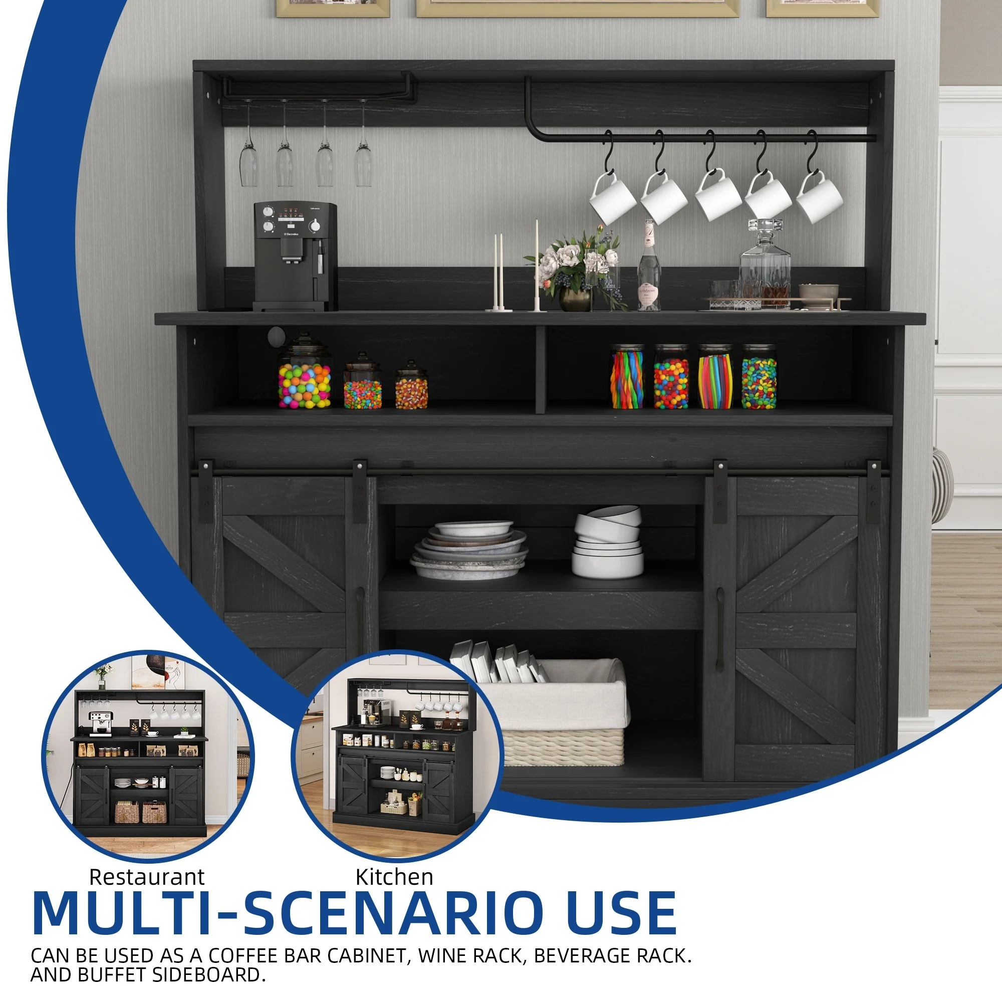 Moasis Farmhouse Coffee Bar Cabinet - 15.1