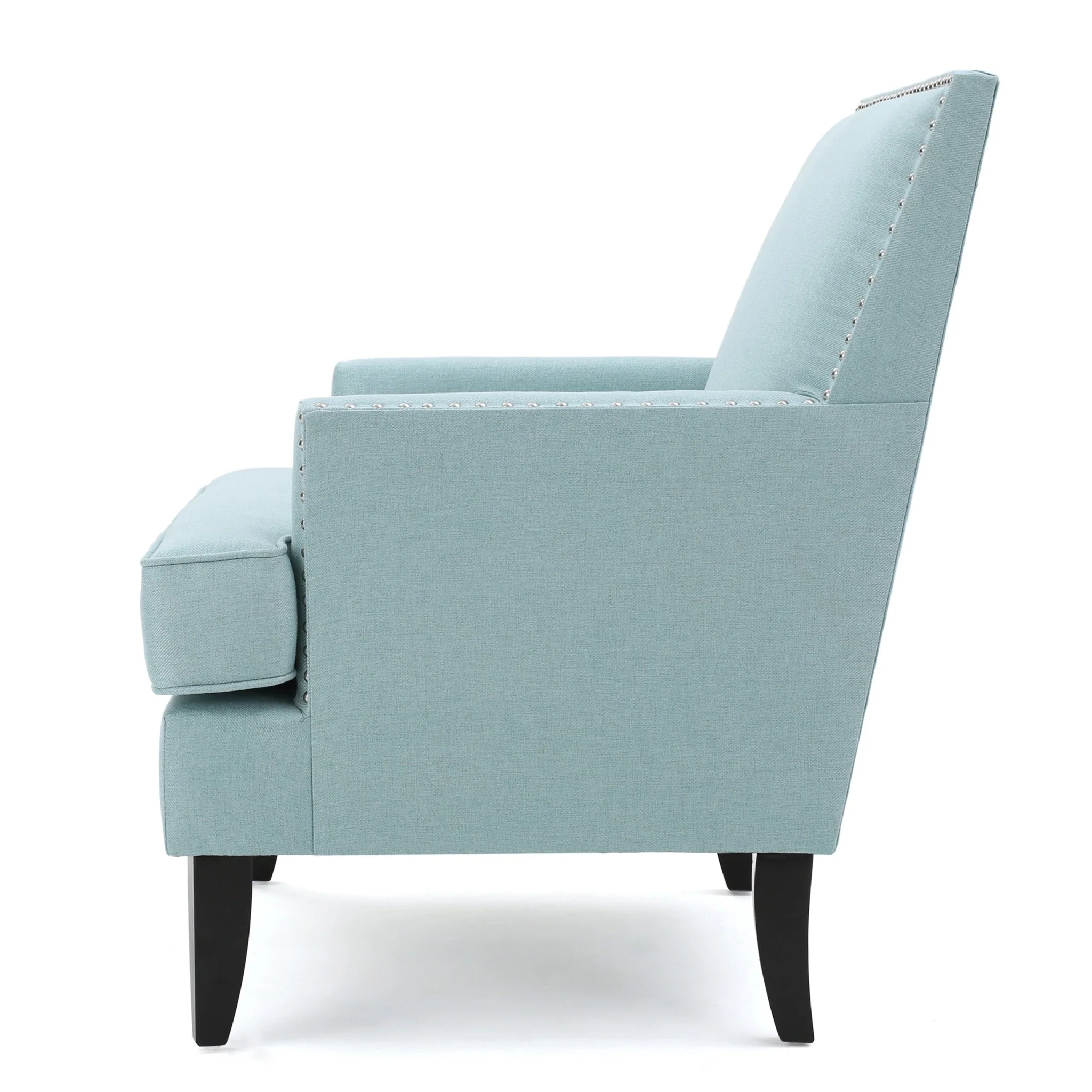 Serenada Upholstered Fabric Club Chair with Nailhead Trim and Tapered Birch Legs