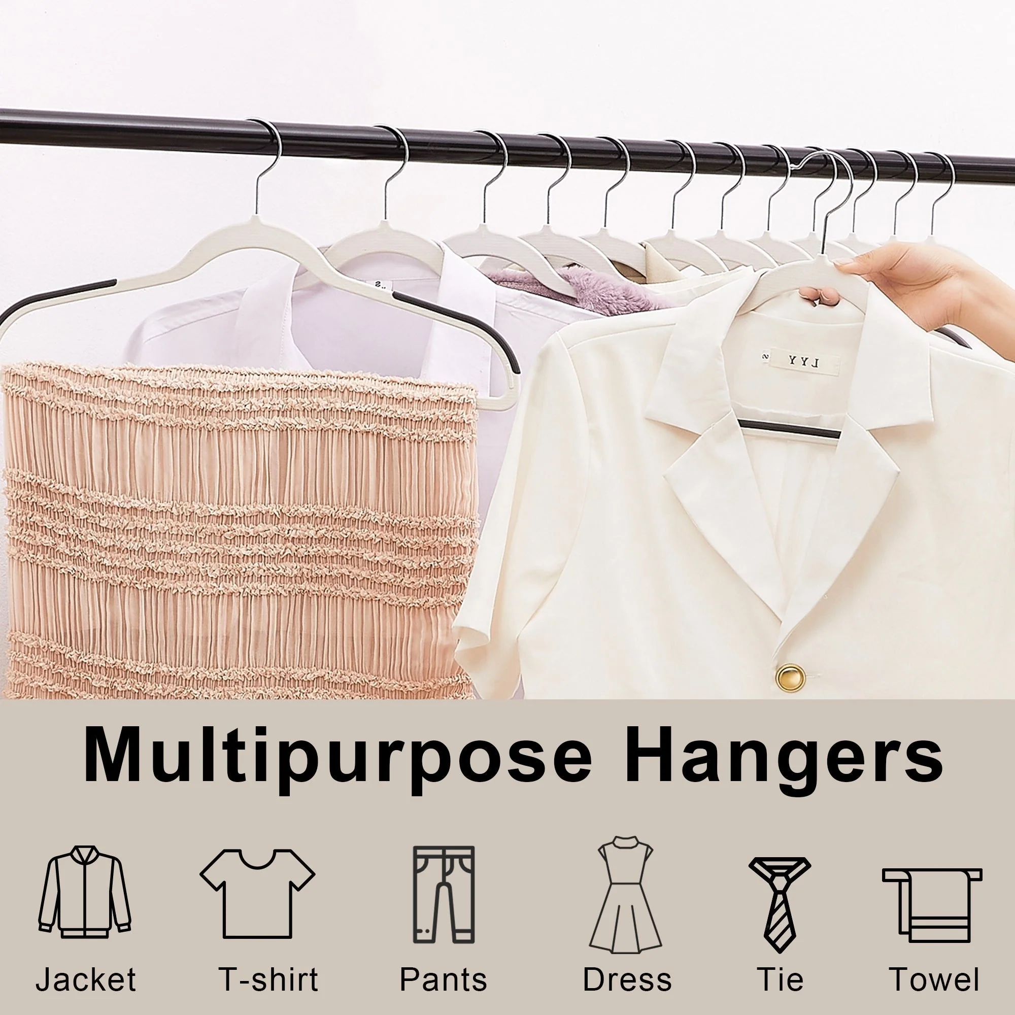 Clothes Hangers Plastic Coat Hangers Non-Slip Space-Saving Swivel Hook