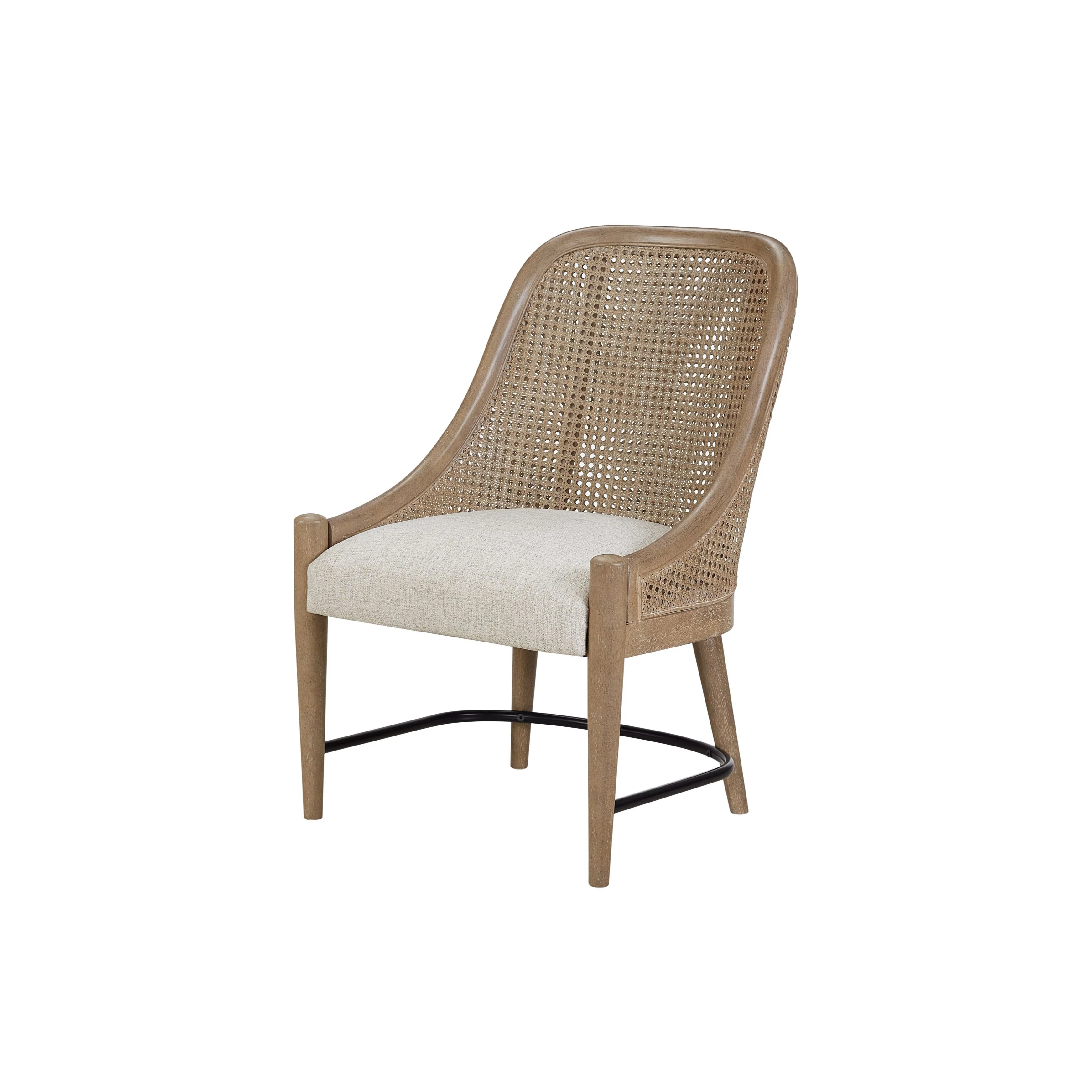 Dining Chair with Cane Back and Upholstered Seat, Set of 2