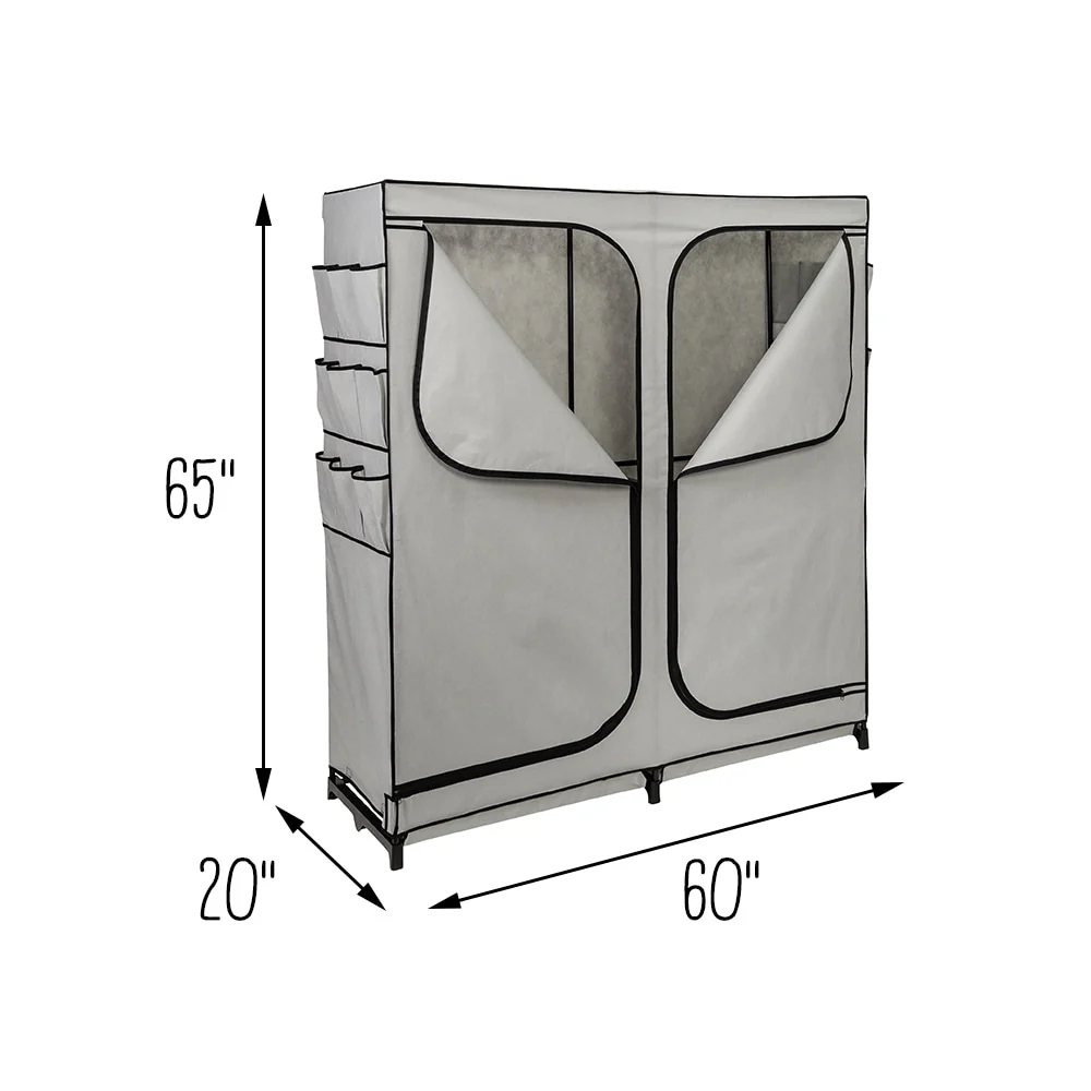 Honey-Can-Do Grey 2-Door Portable Closet with 18-Pockets