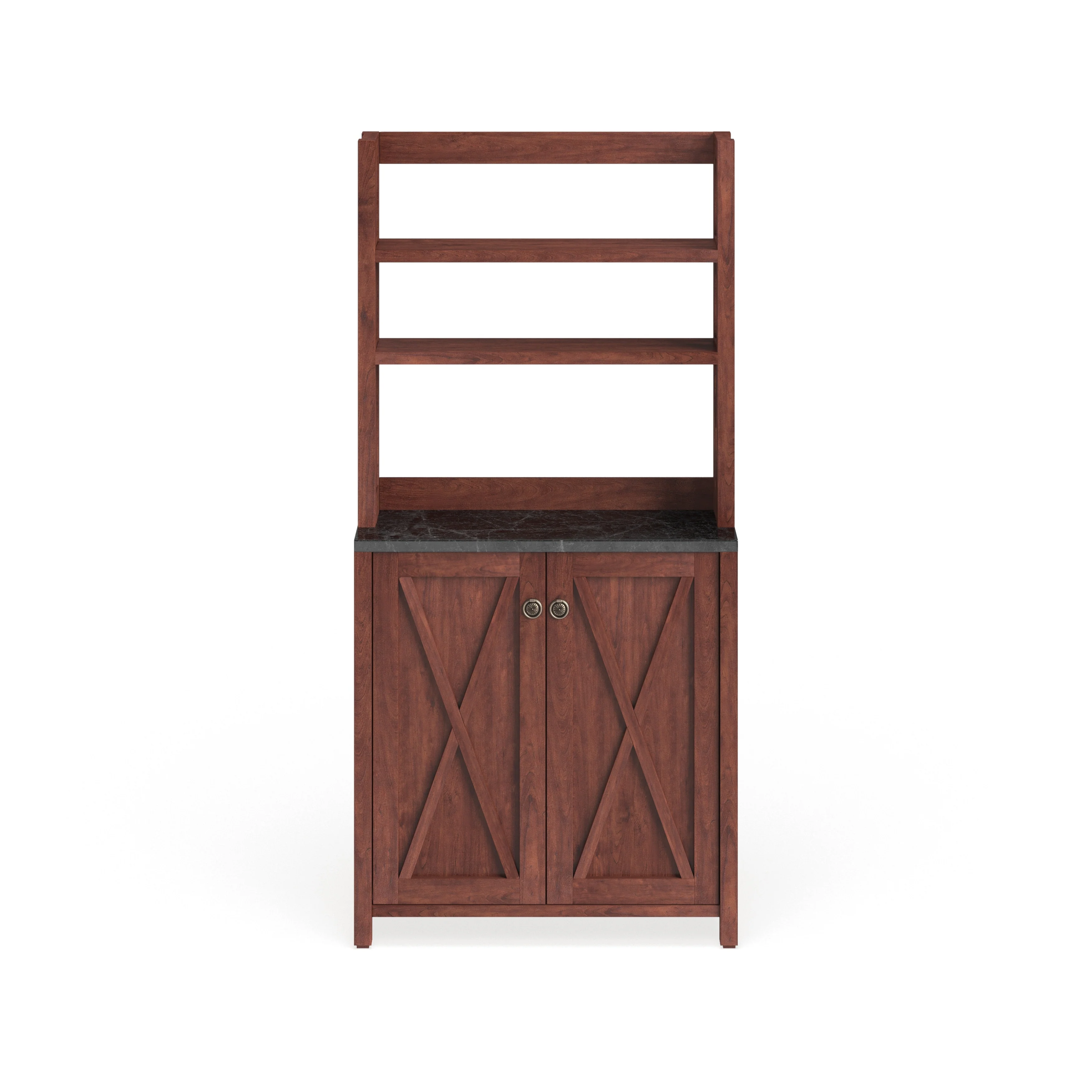 Yeer Rustic Walnut Wood Multi-storage Hutch by Furniture of America