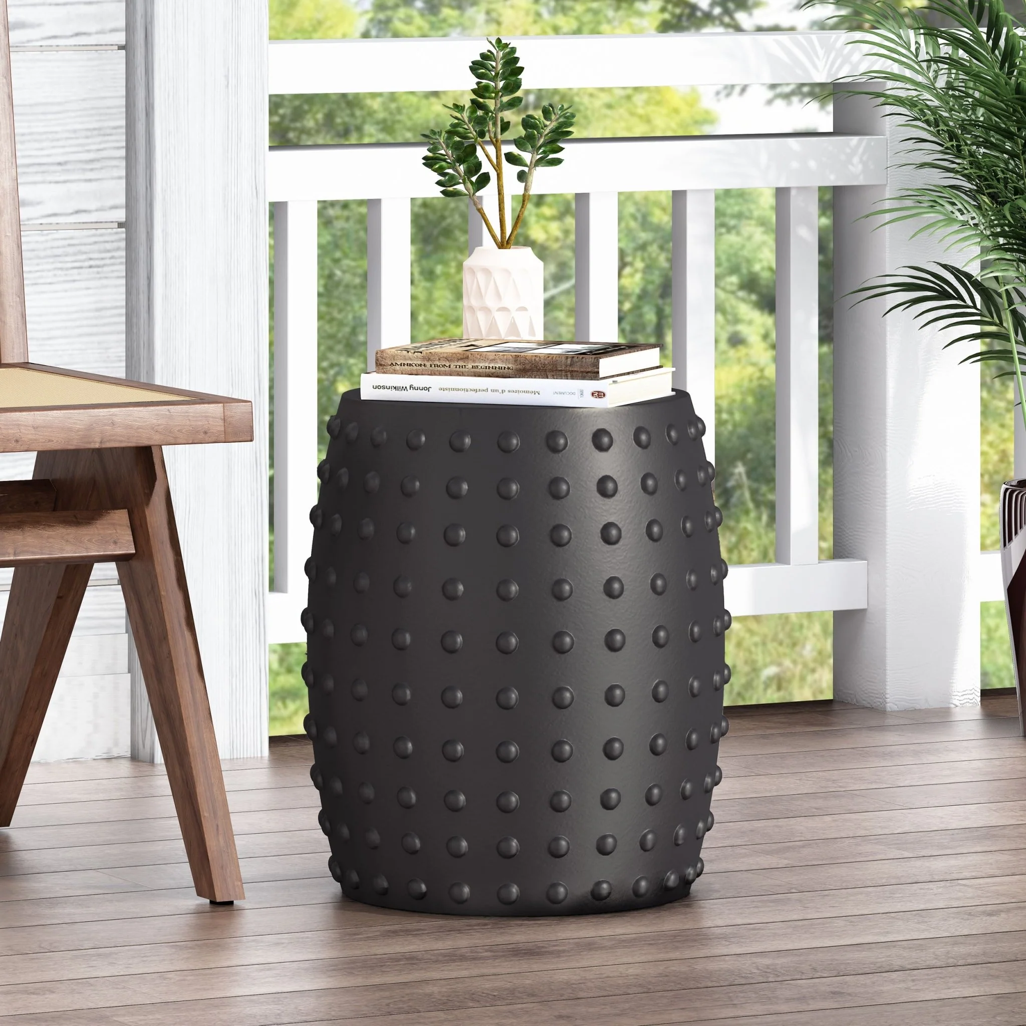 Outdoor End Table with Outstanding Studded Design