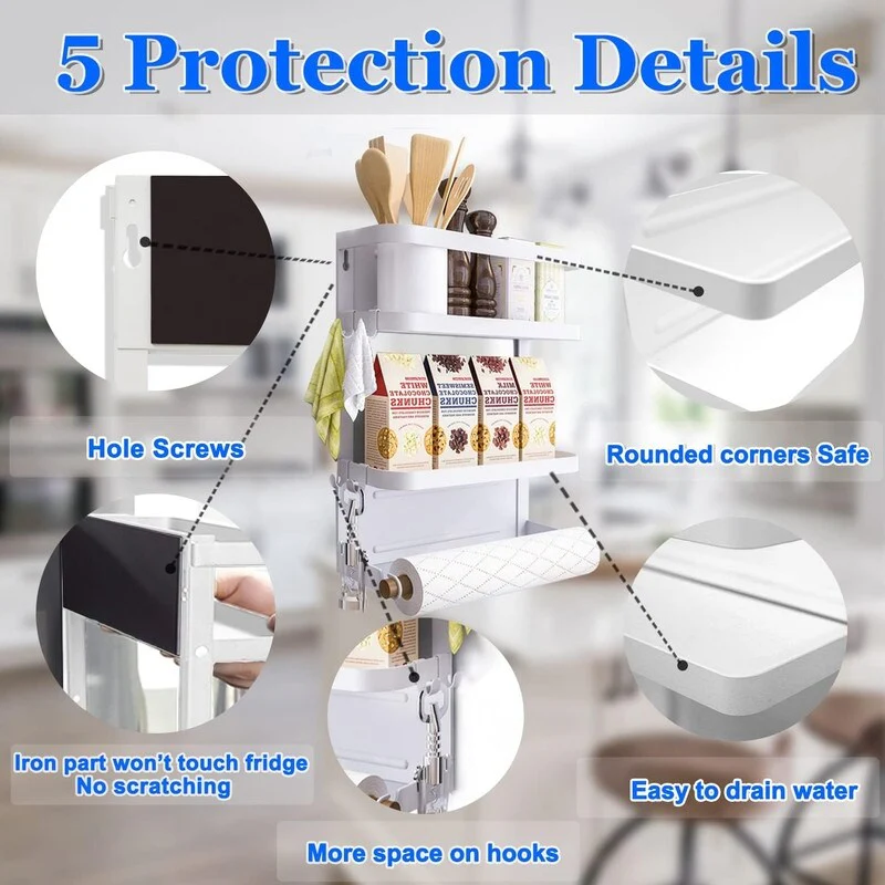 Magnetic Spice Rack for Refrigerator Magnetic Paper Towel Holder - 3.9