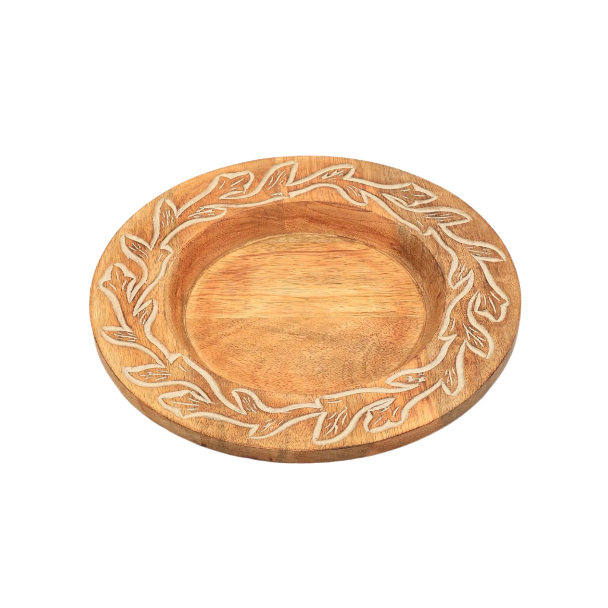 Carved Vine Handcrafted 13 Wood Charger Plate
