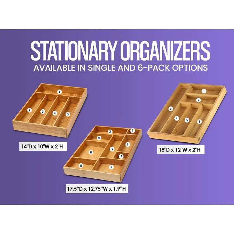 YBM HOME Bamboo Drawer Organizer with 9 Compartment Organization Tray