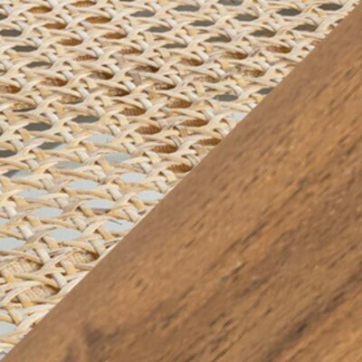 Colmar Mid-Century Vintage Wood Rattan Dining Chair, Black/Natural (Set of 2)