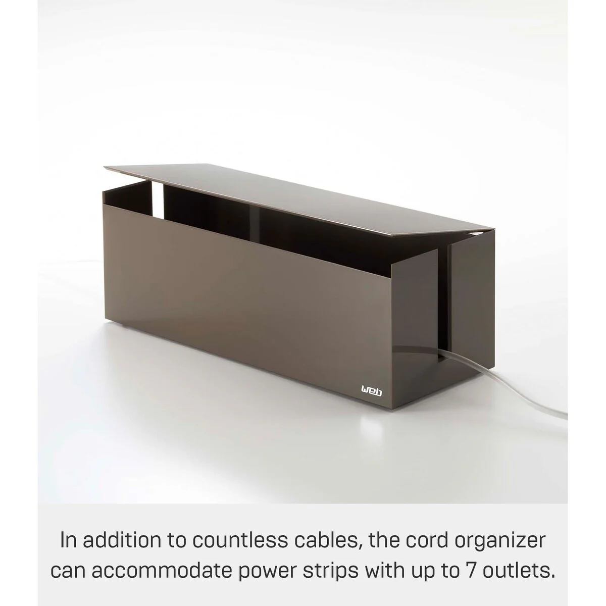 Yamazaki Home Cable Management Box, ABS Plastic, Lid - L 6.1 x W 15.75 x H 5.71 inches