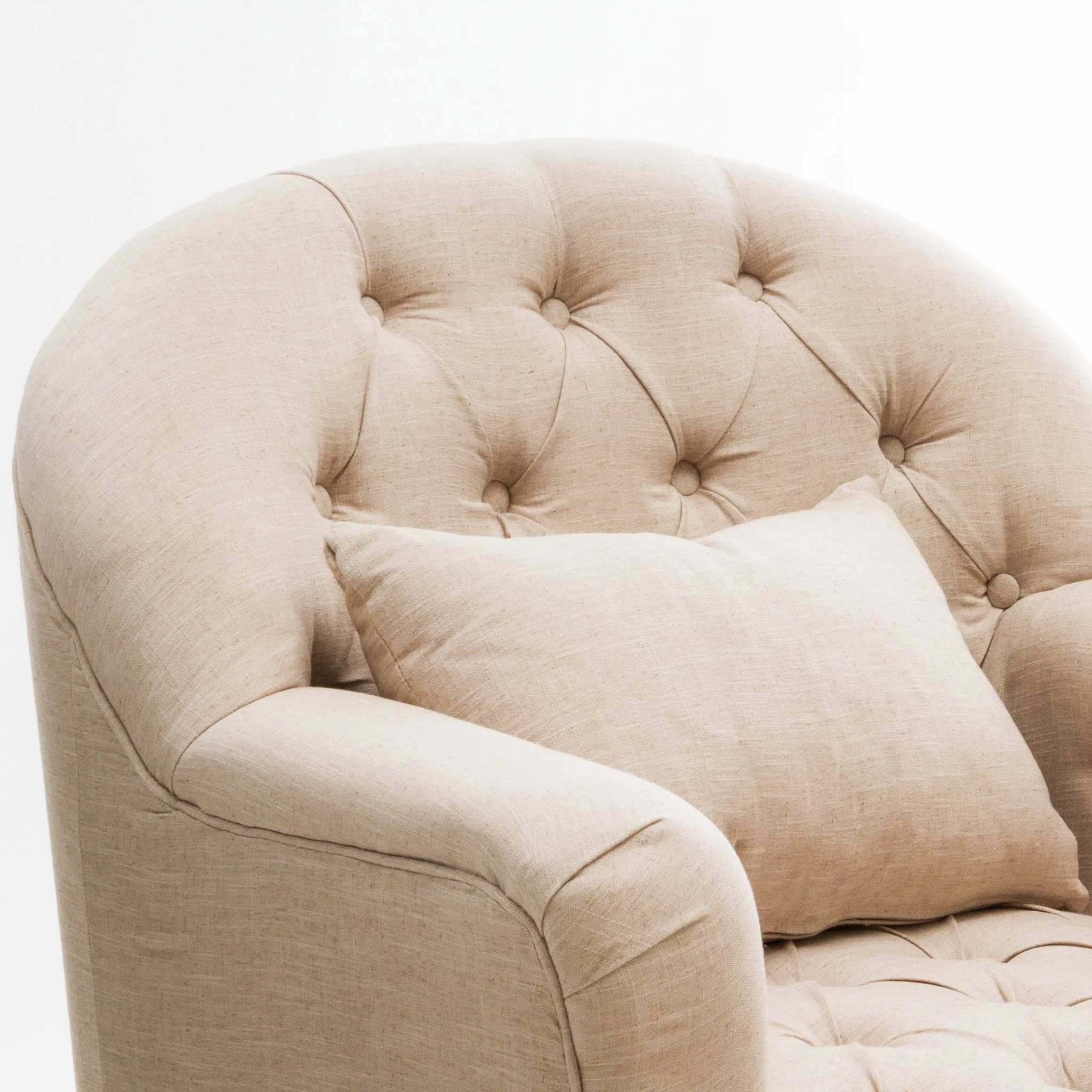Button Tufted Accent Chair with Decorative Pillow