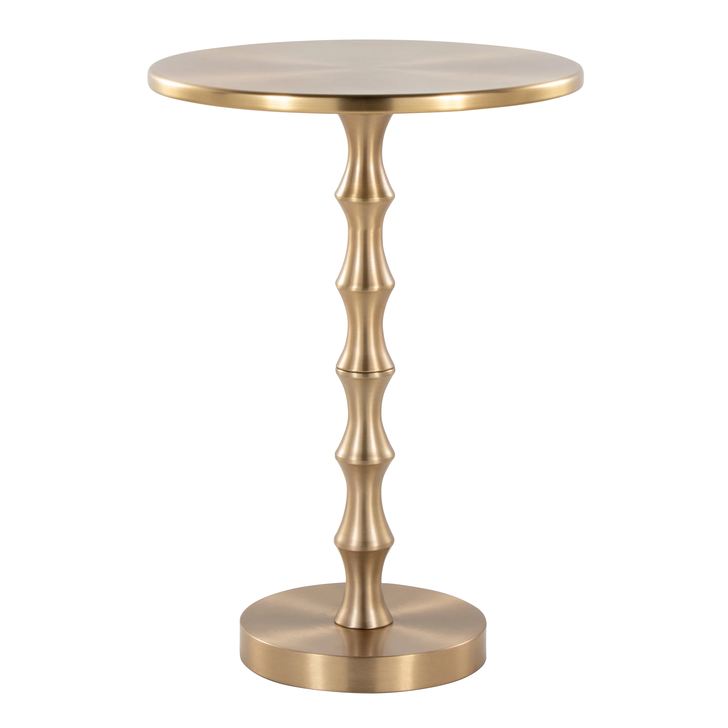 End Table with Bamboo Inspired Pedestal Leg and Metal Frame