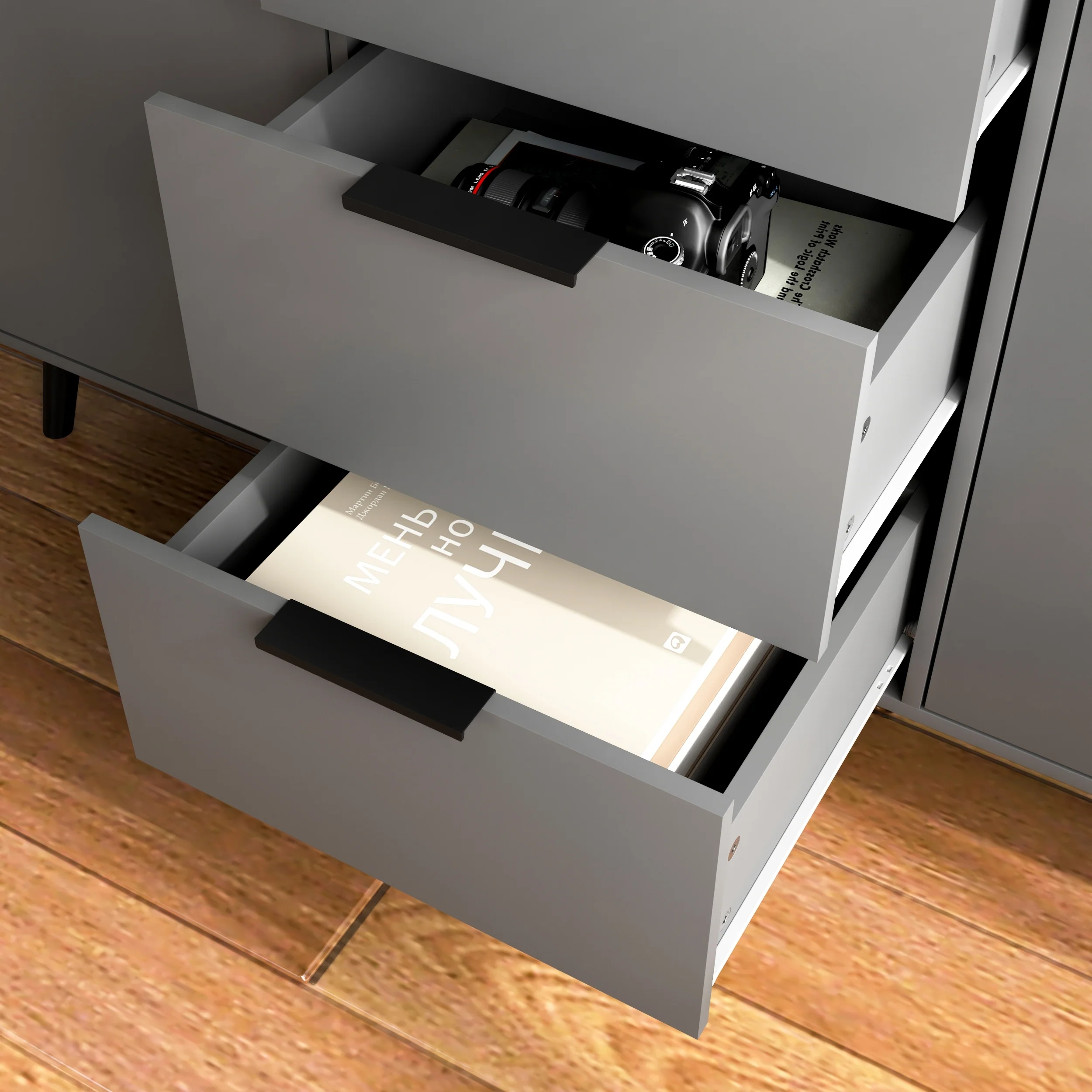 Sideboard Buffet Cabinet with Storage, Wood Coffee Bar Cabinet with Drawers & Doors