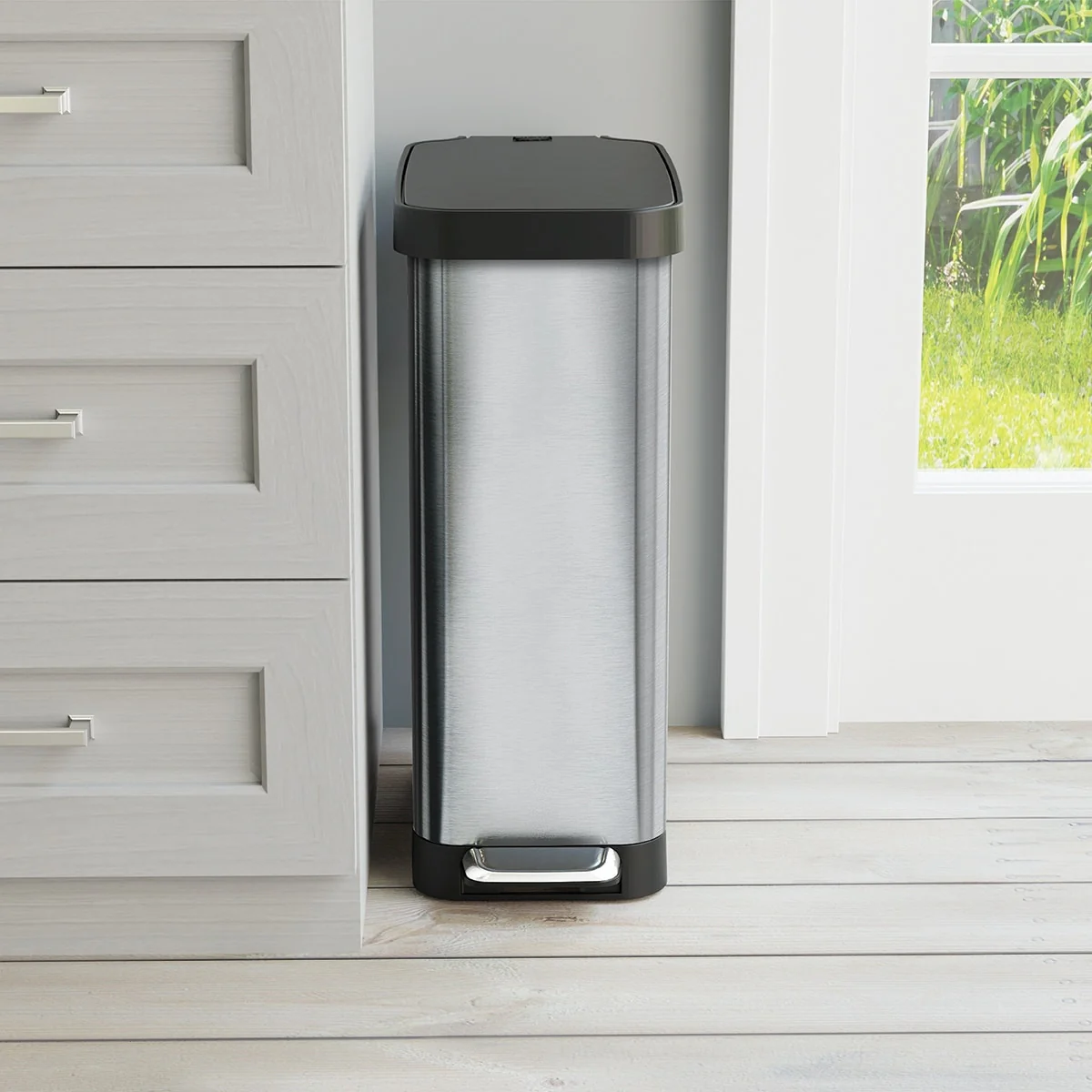Glad Slim Stainless Steel Step Trash Can