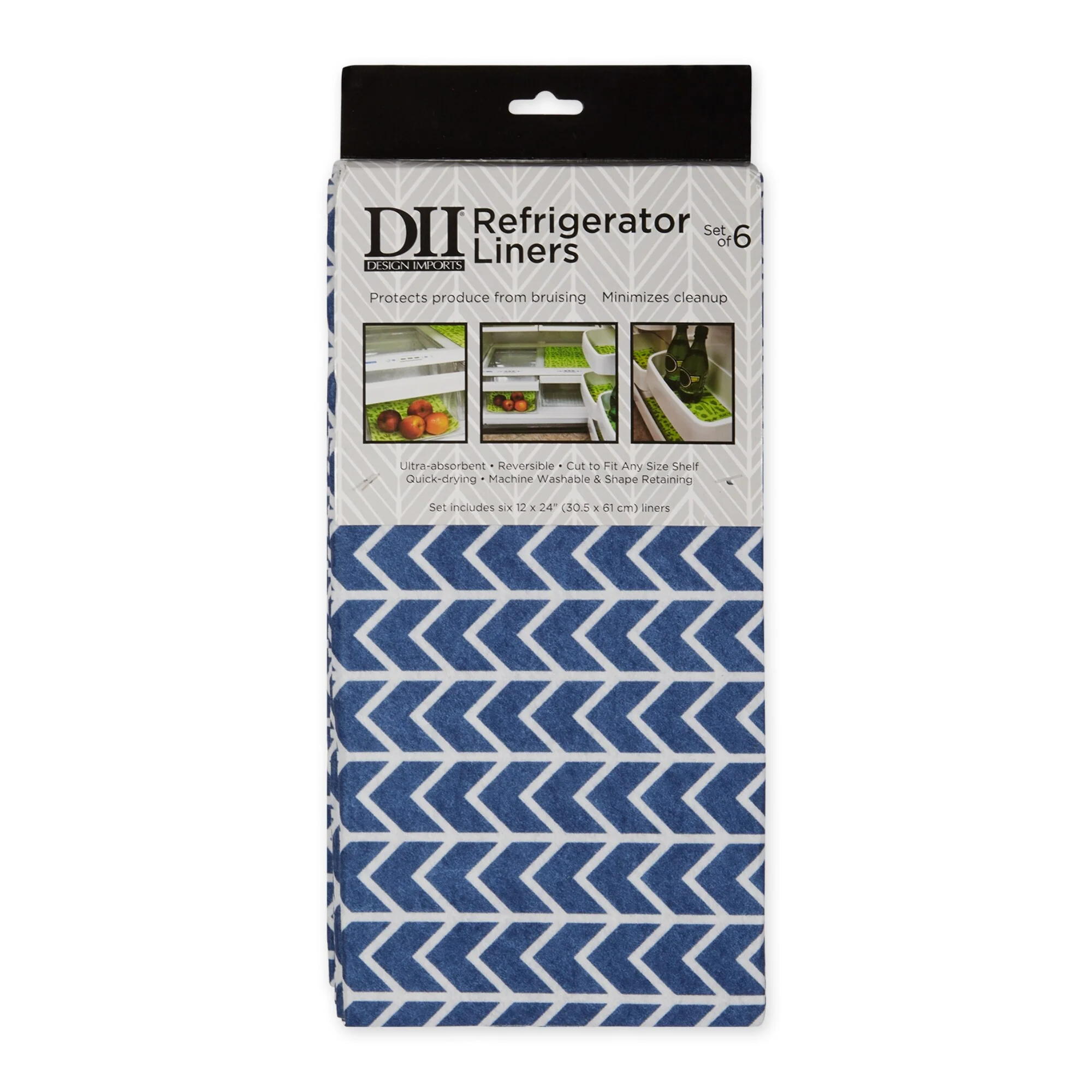 DII Nautical Blue Market Print Fridge Liner (Set of 6)