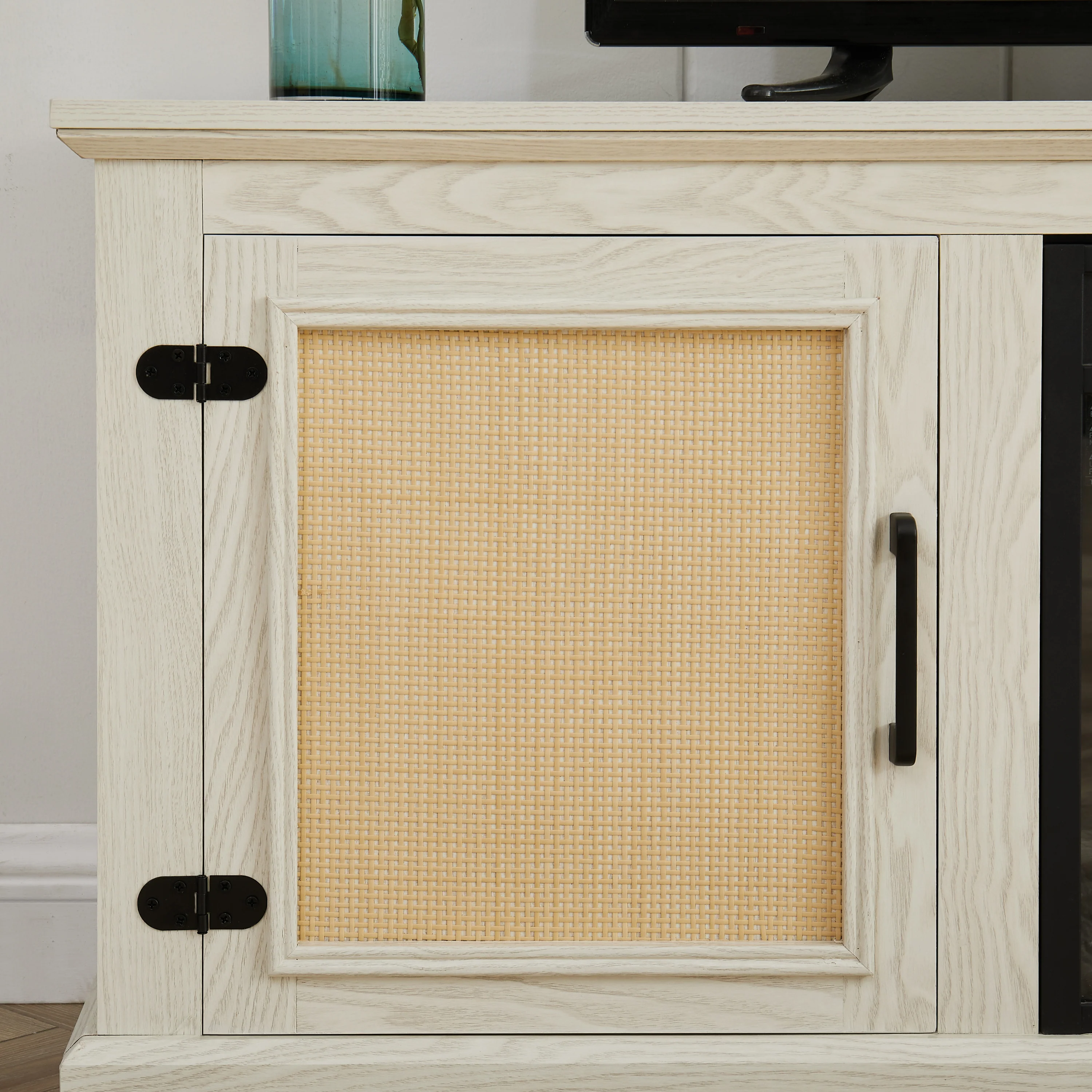 Farmhouse Rattan TV Stand