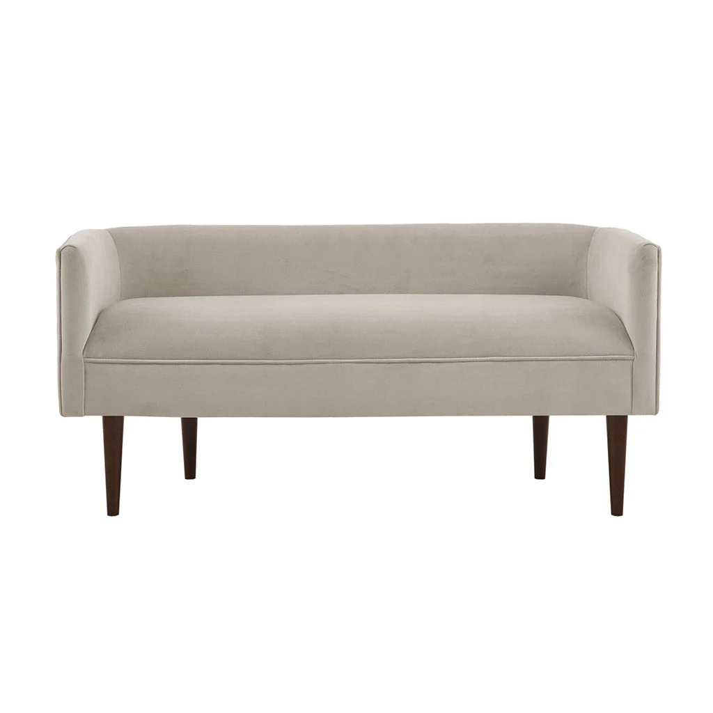 Upholstered Velvet Bench with Low Back and Sides