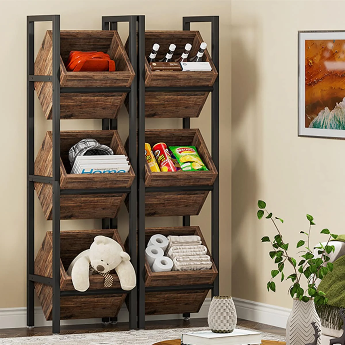 3 Tier Basket Storage Stand for Kitchen Bathroom Living Room