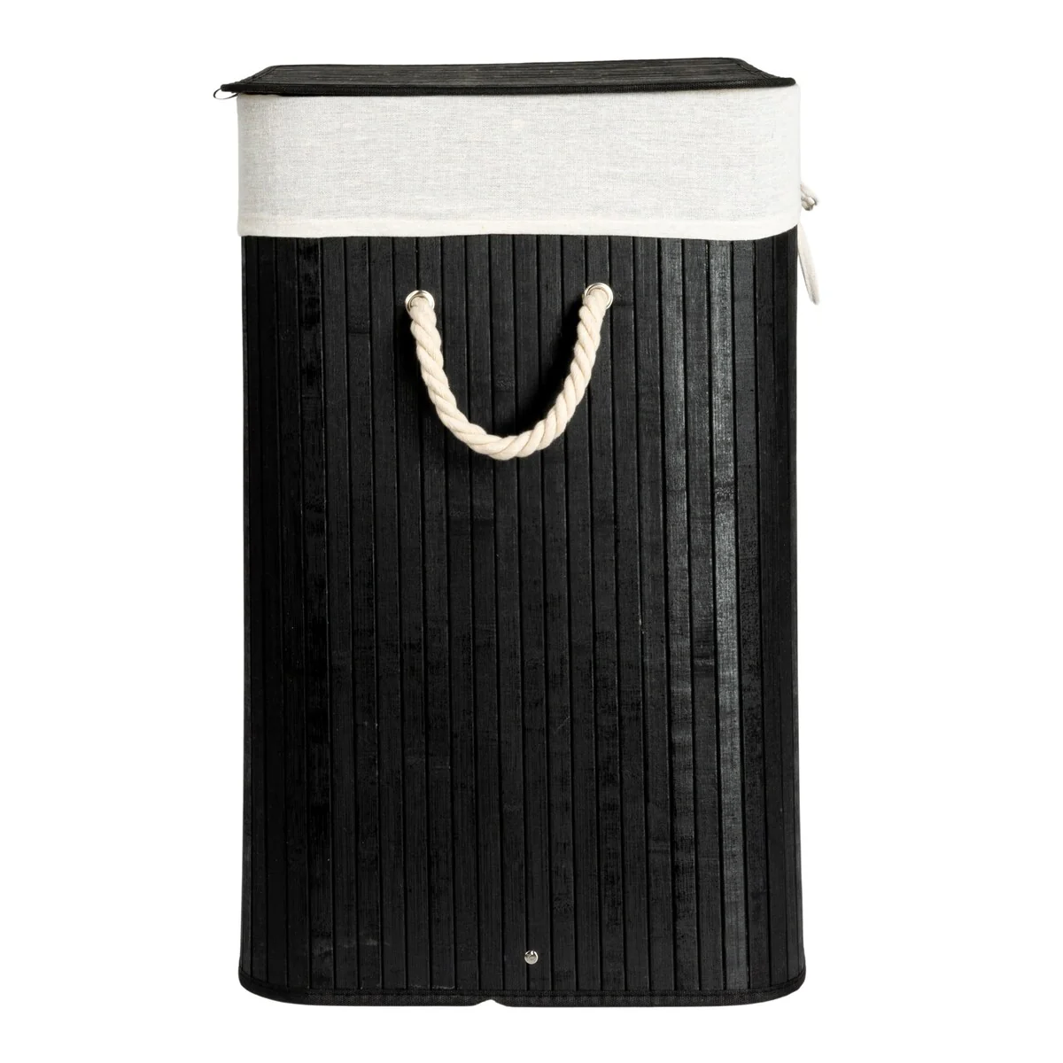 Household Essentials Bamboo Double Laundry Hamper with Rope Handles and Removable Laundry Bag