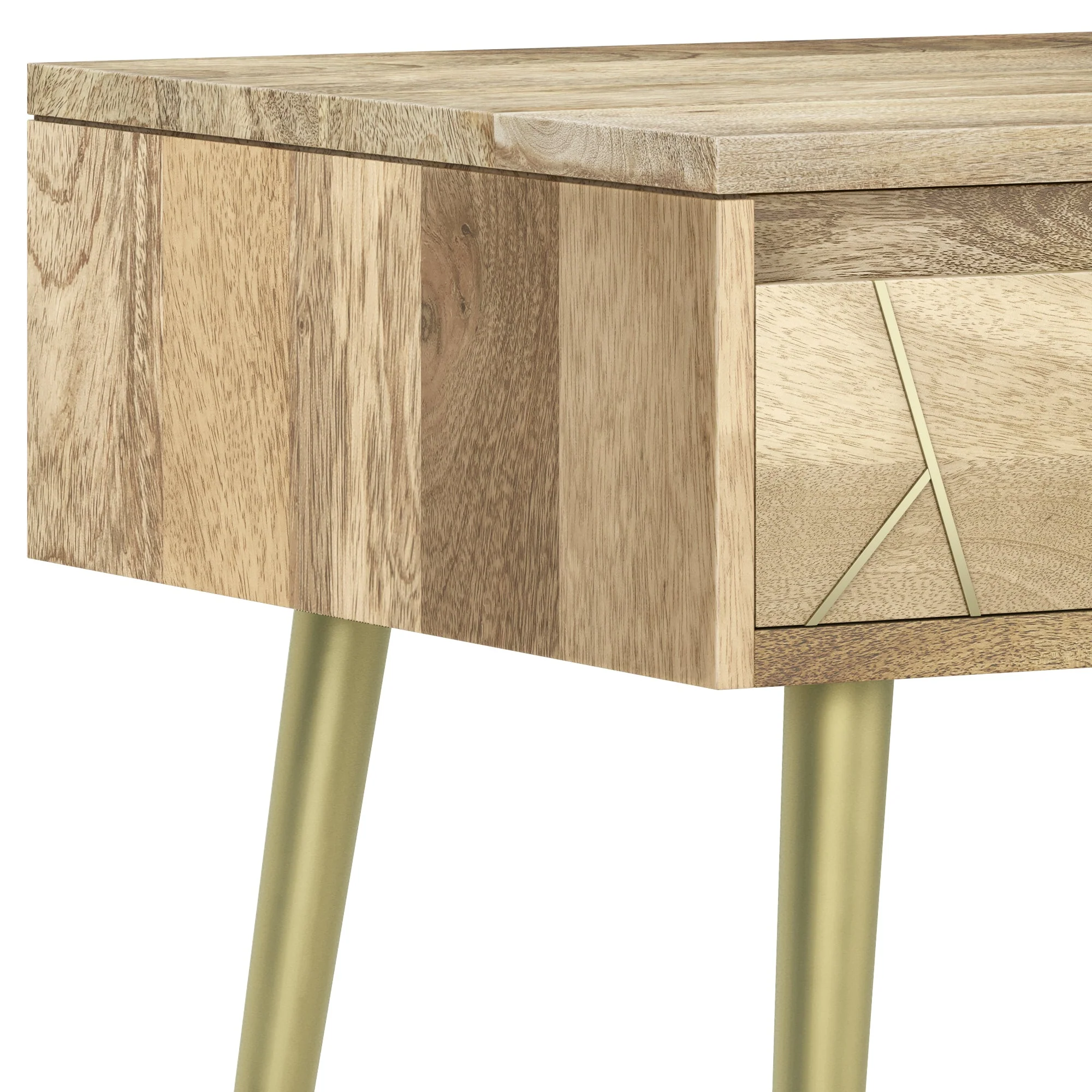 Graceful Side Table with Drawer and Metal Legs
