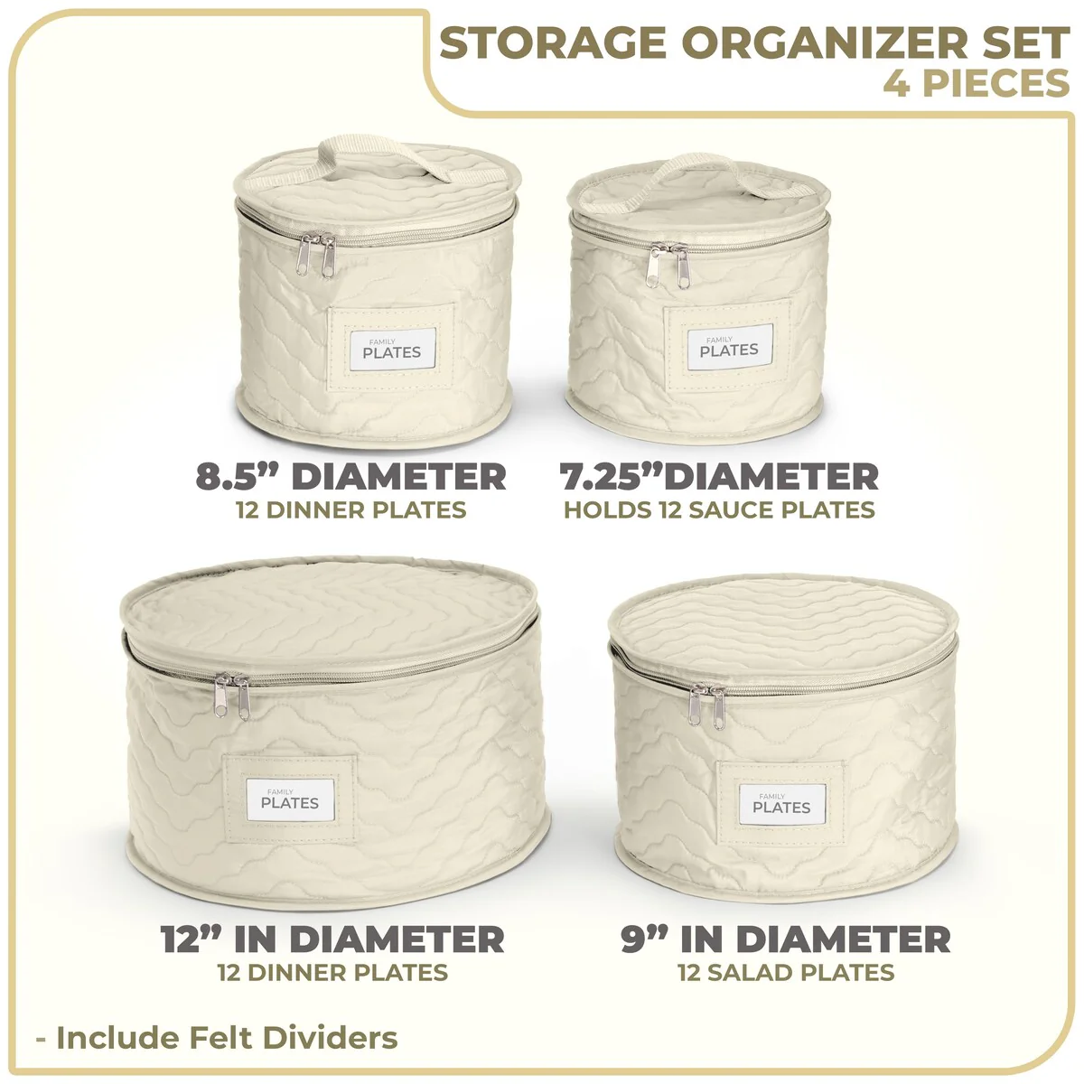 Dinnerware Quilted Storage Set (4 Pc)