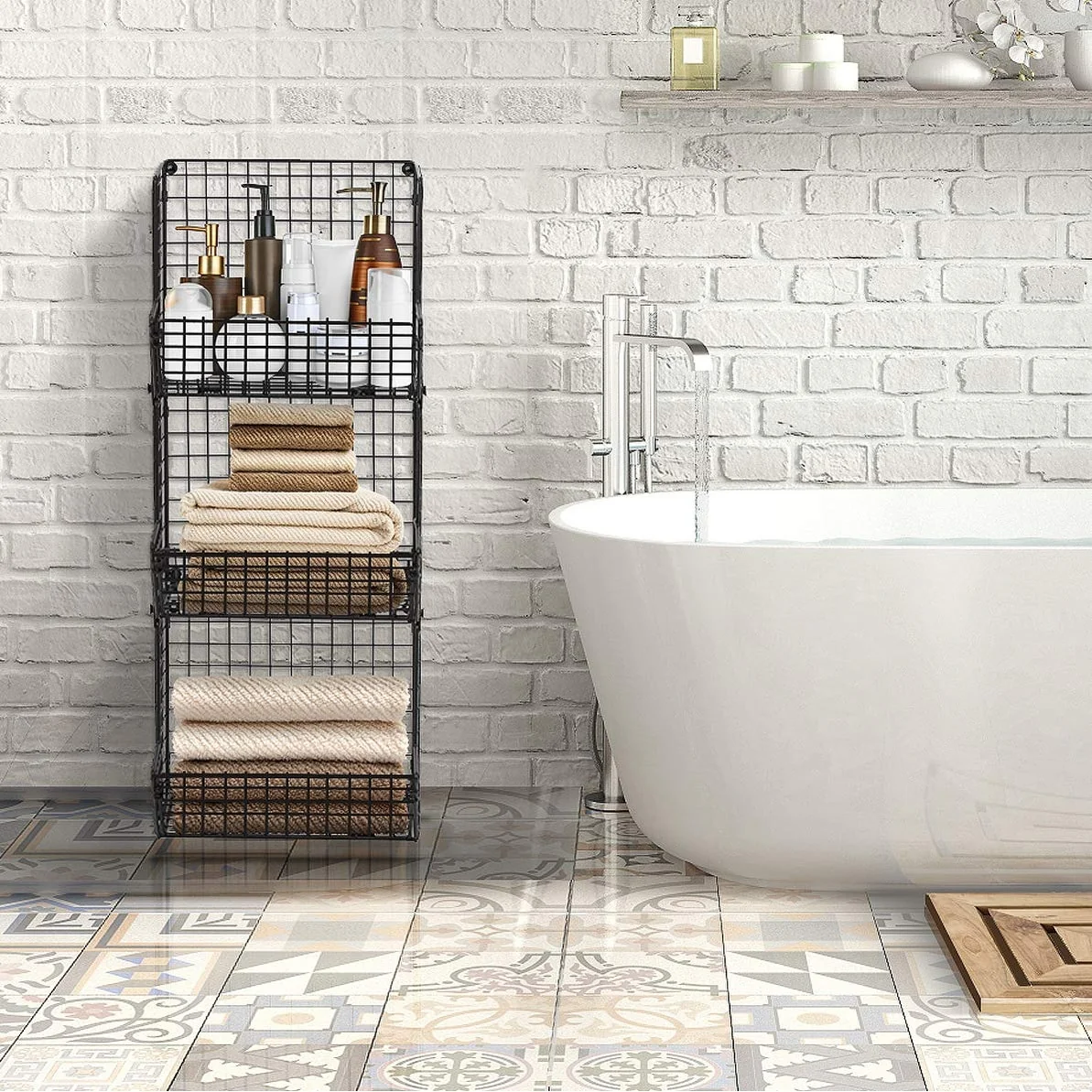 3 Tier Wall Mounted Storage Rack - Black