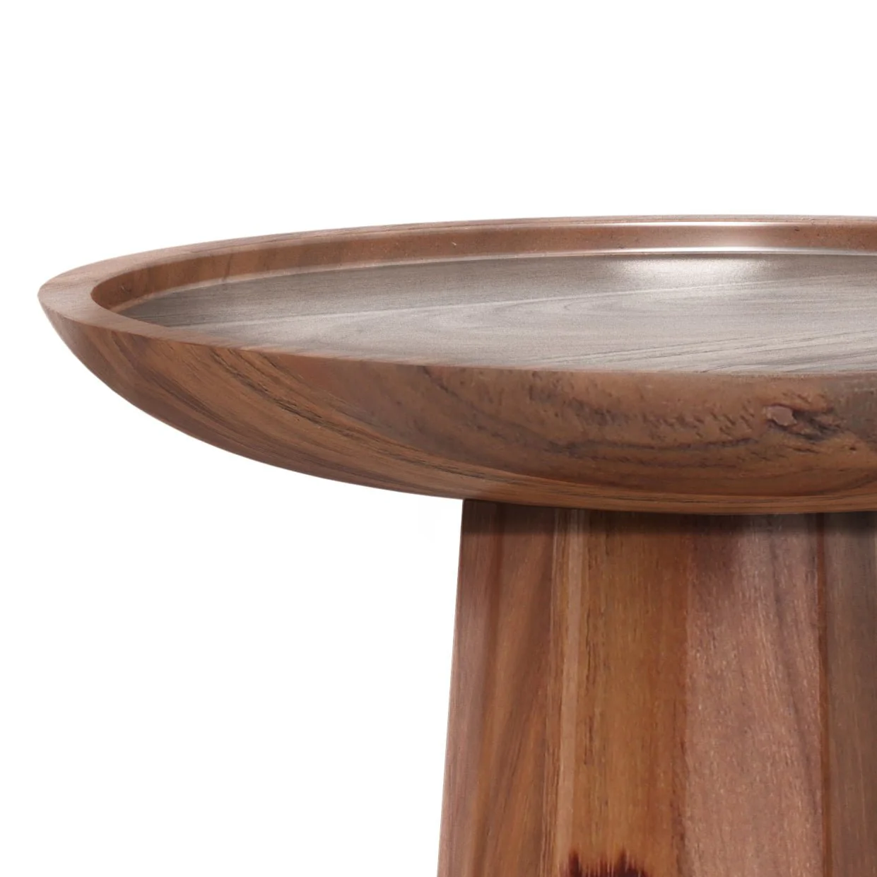 Pantomime Wooden Round Accent Table with Sculptural Design Base