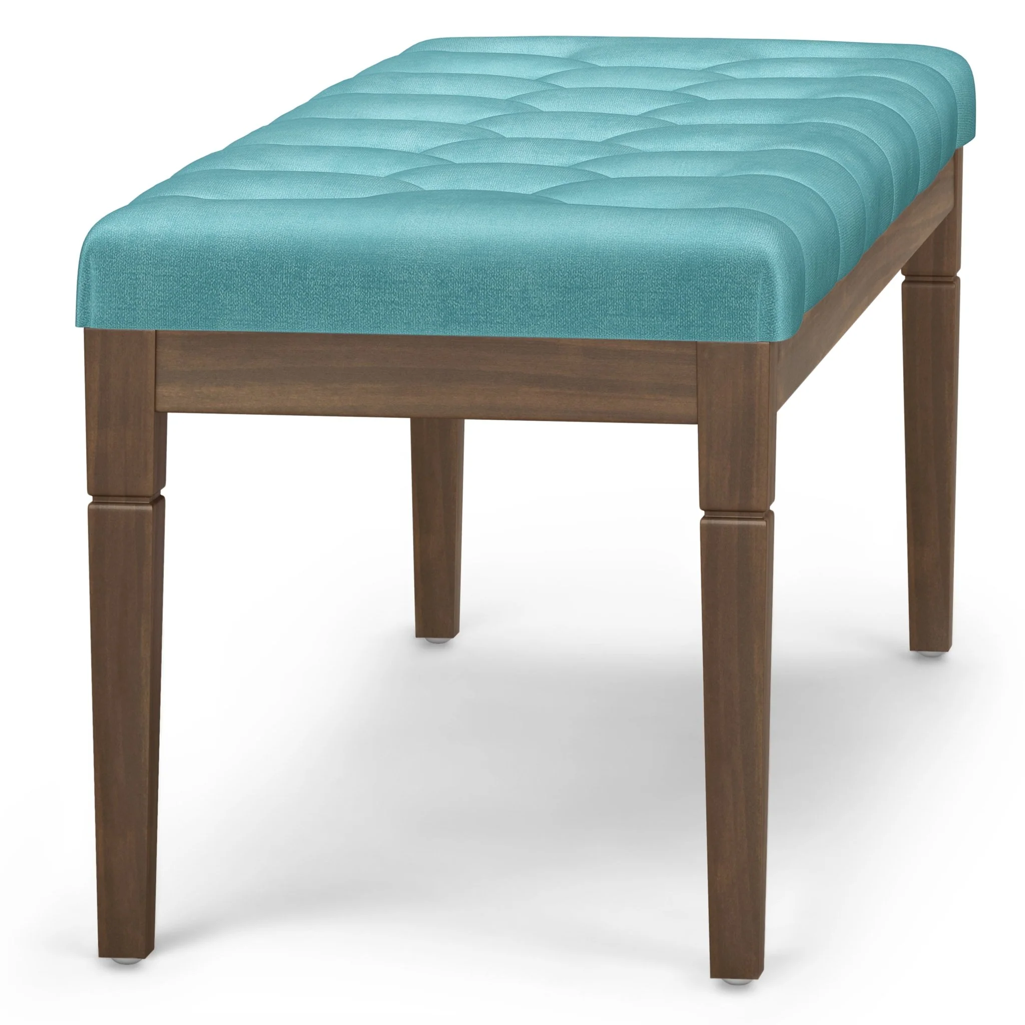 Hushed Upholstered Tufted Ottoman Bench with Carved Legs