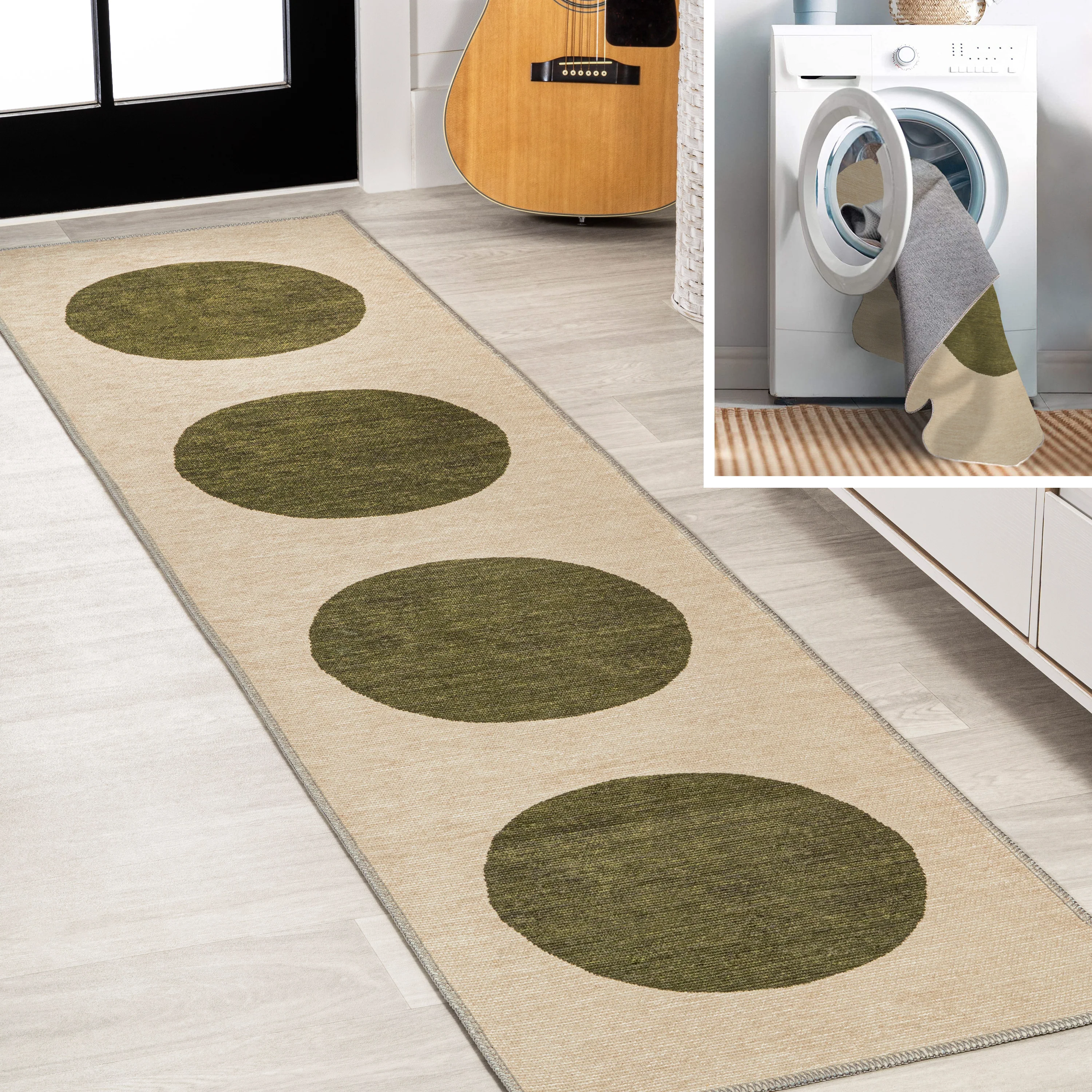 Cirkel Minimalist Geometric Dot Machine-Washable Area Rug