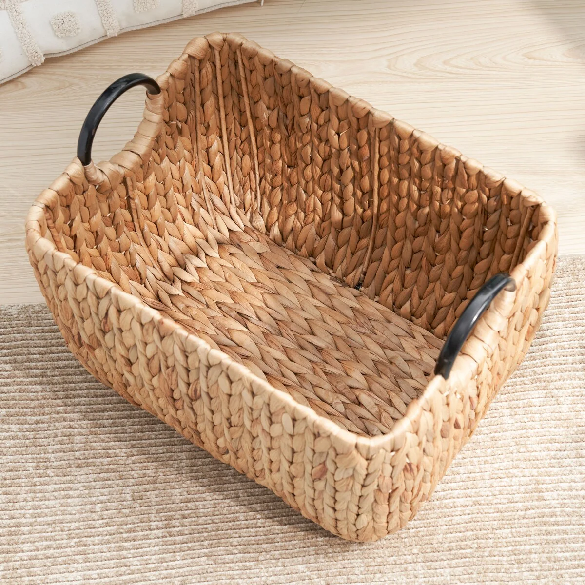 Ludmilla Rectangular Multi Purpose Water Hyacinth Woven Wicker Baskets with Handles - 16
