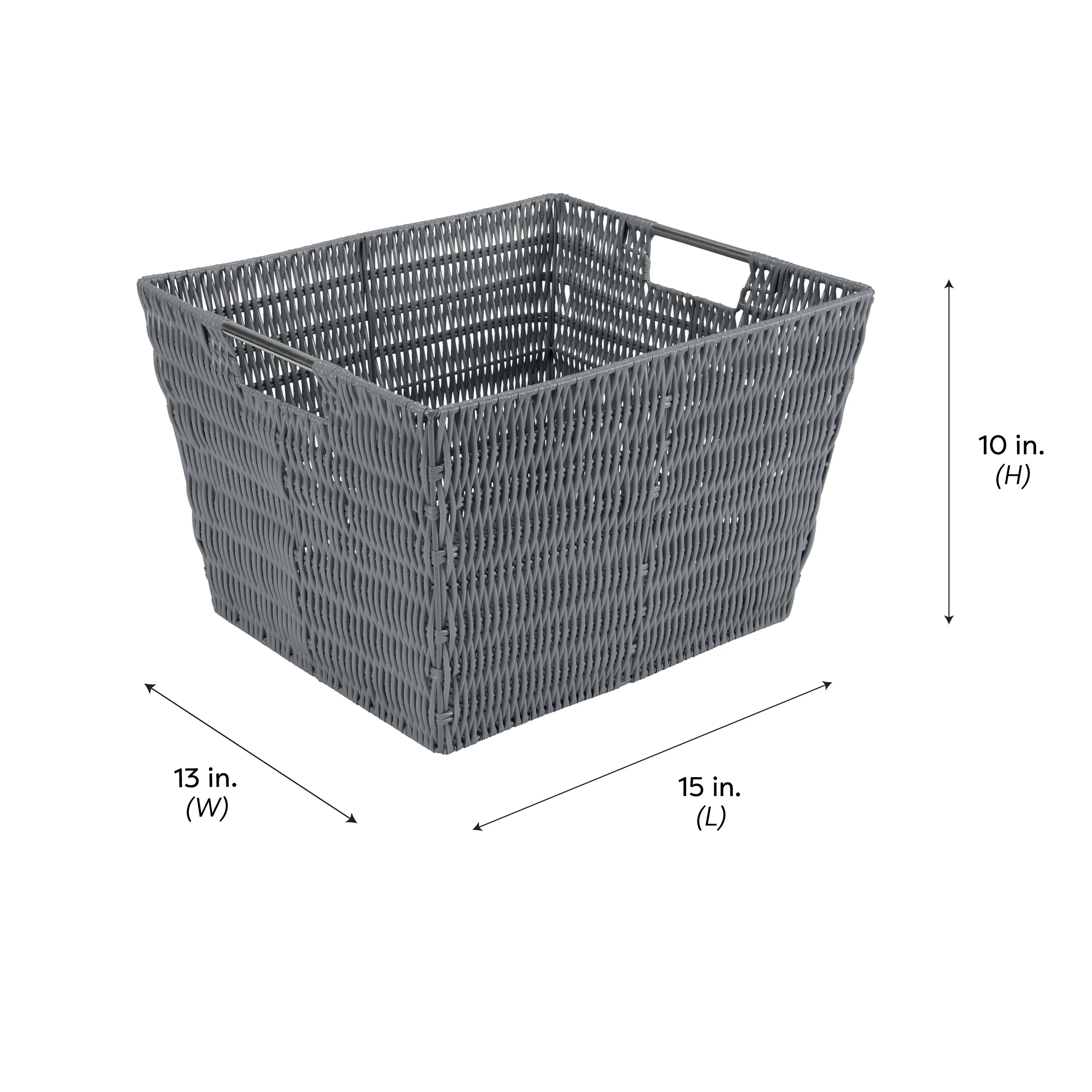 Simplify Large Rattan Storage Tote Basket in Charcoal