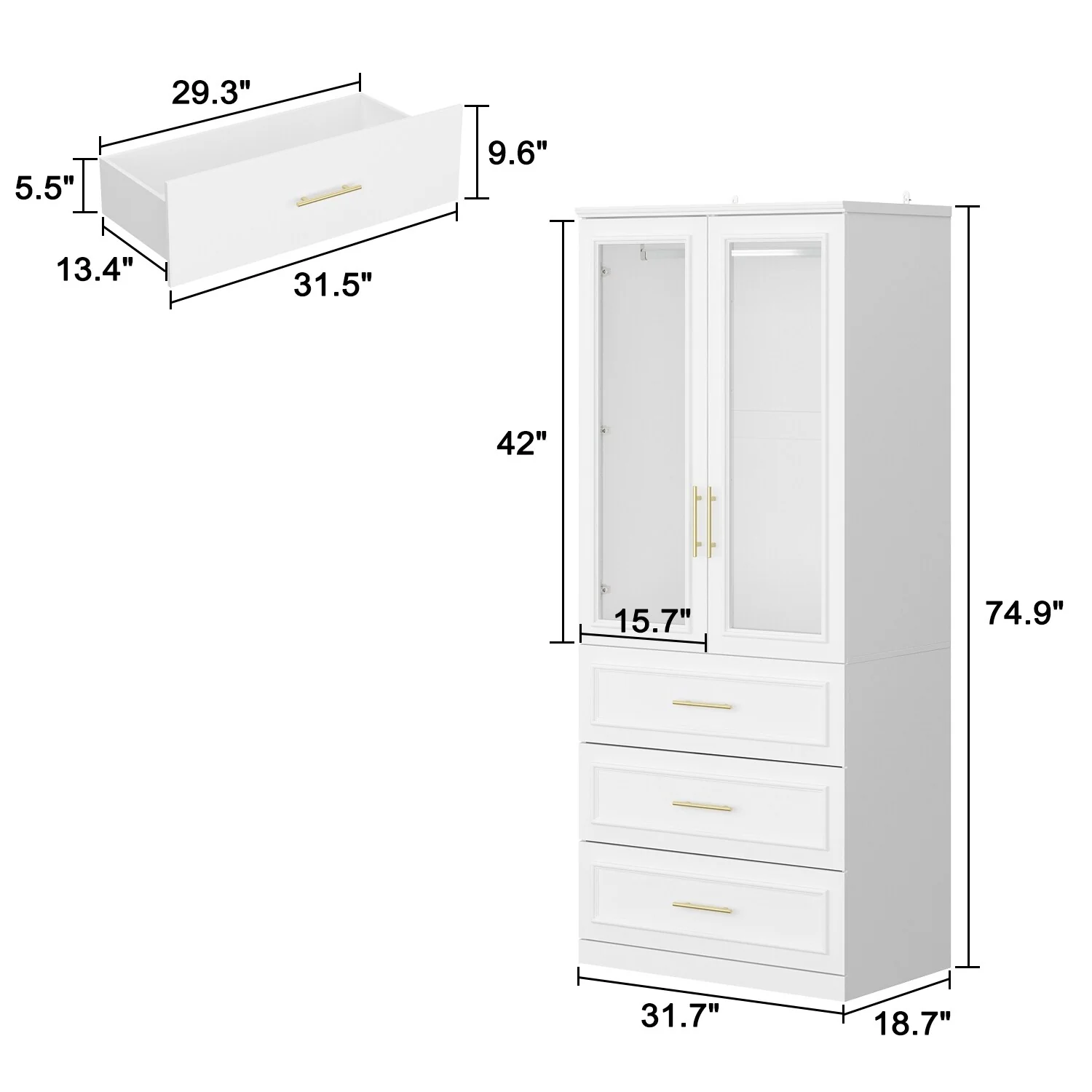 Modular Wardrobe Combo Armoires Closet Freestanding Cabinet Organizer