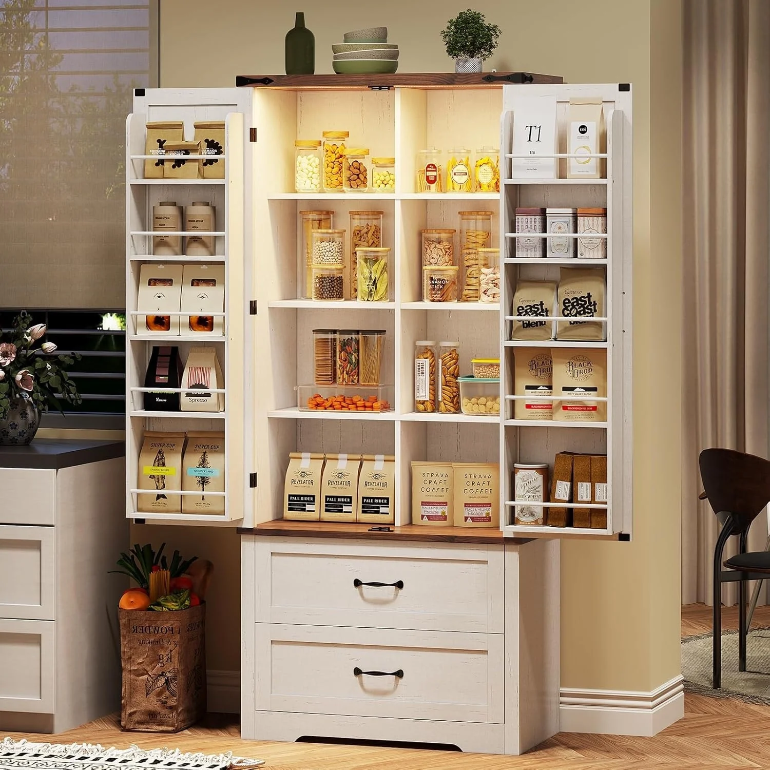 Farmhouse Kitchen Storage Cabinet Pantry Cabinet Home Bar