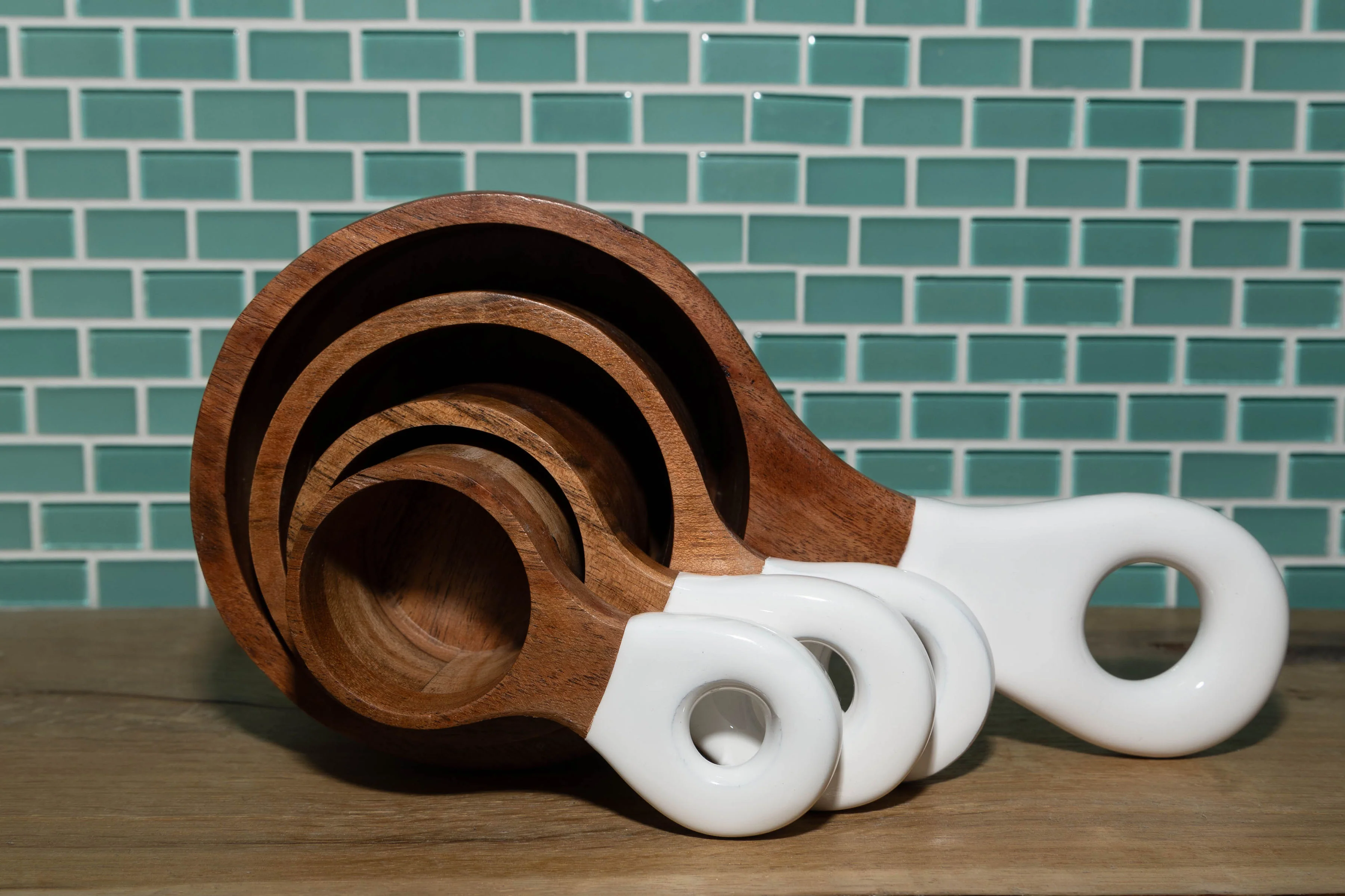Jeanne Fitz Wood + White Collection Acacia Wood Measuring Cups