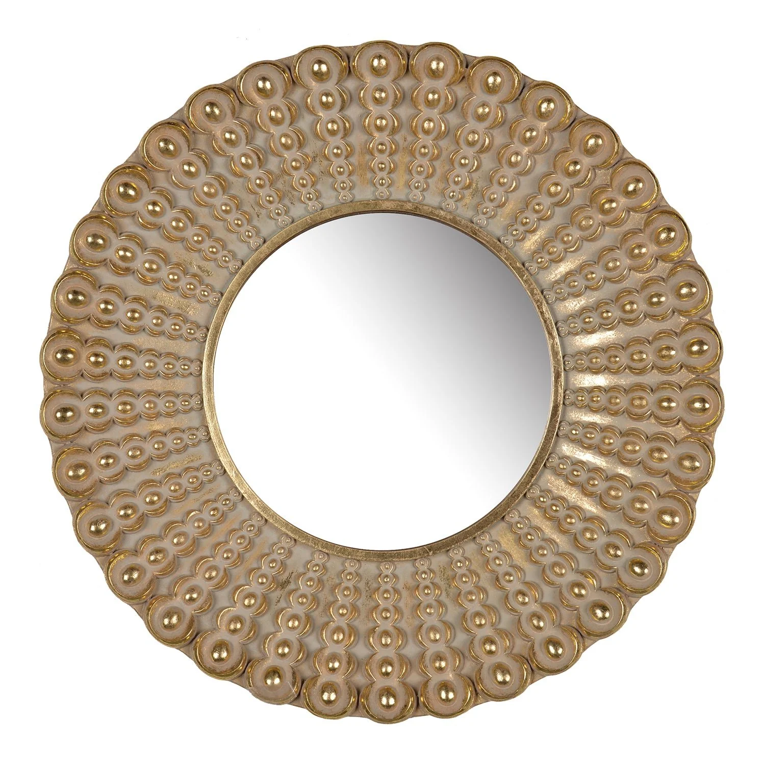 Whimsyes Round Mirror with Radiant Beaded Sunburst Design