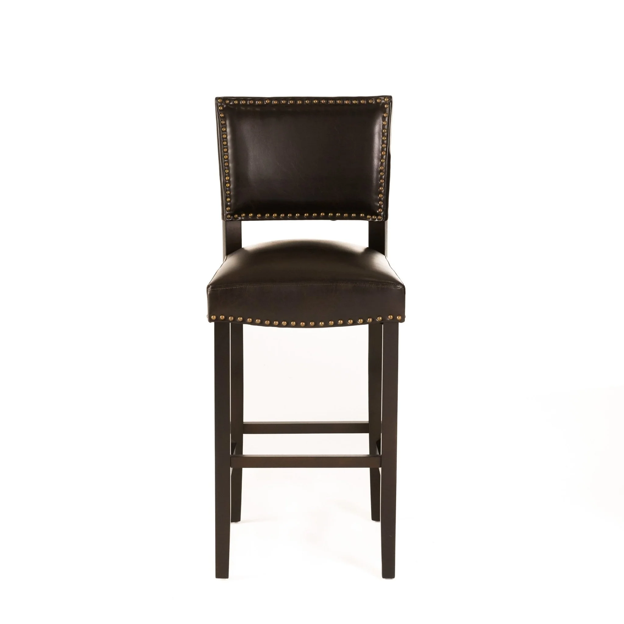 Upholstered Barstool with Open Back and Nail Head Trim