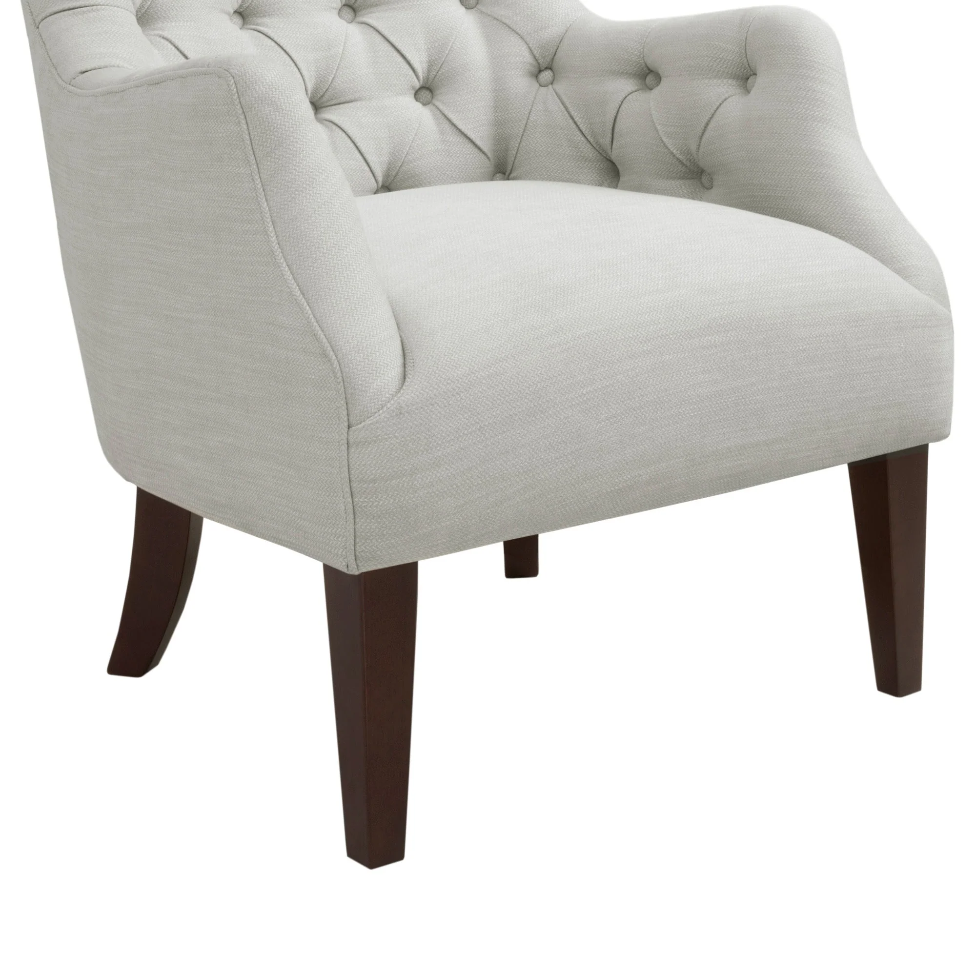 Button Tufted Upholstered Wing Chair with Solid Wood Frame
