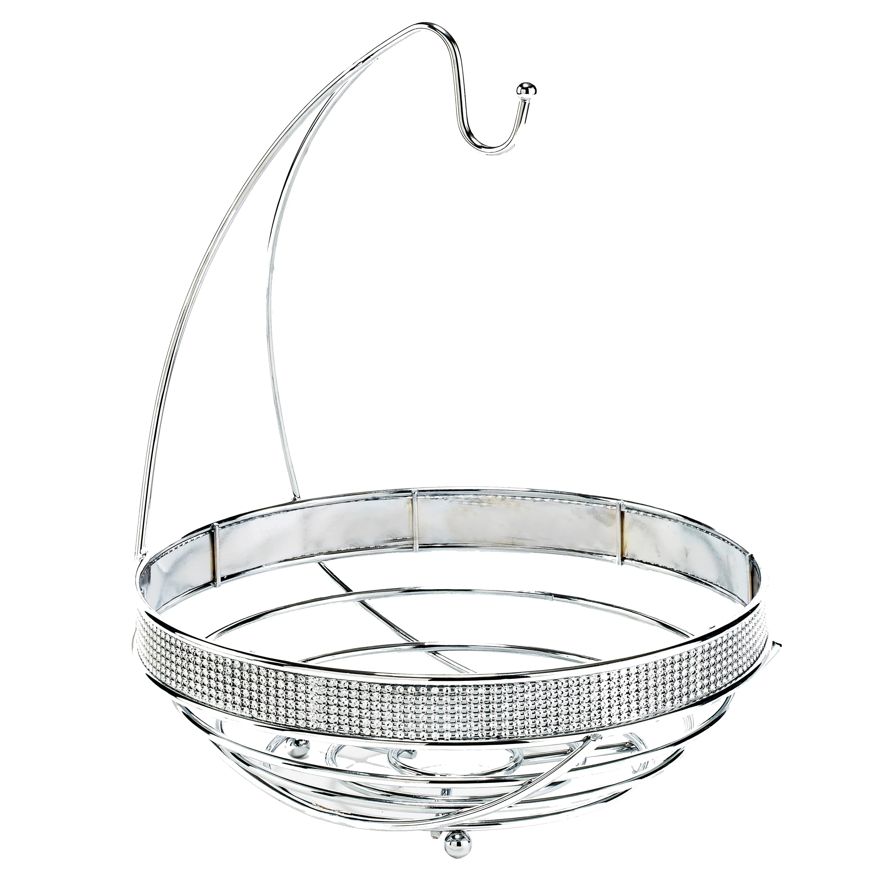 Kitchen Details Chrome Round Fruit Basket With Banana Tree - 11