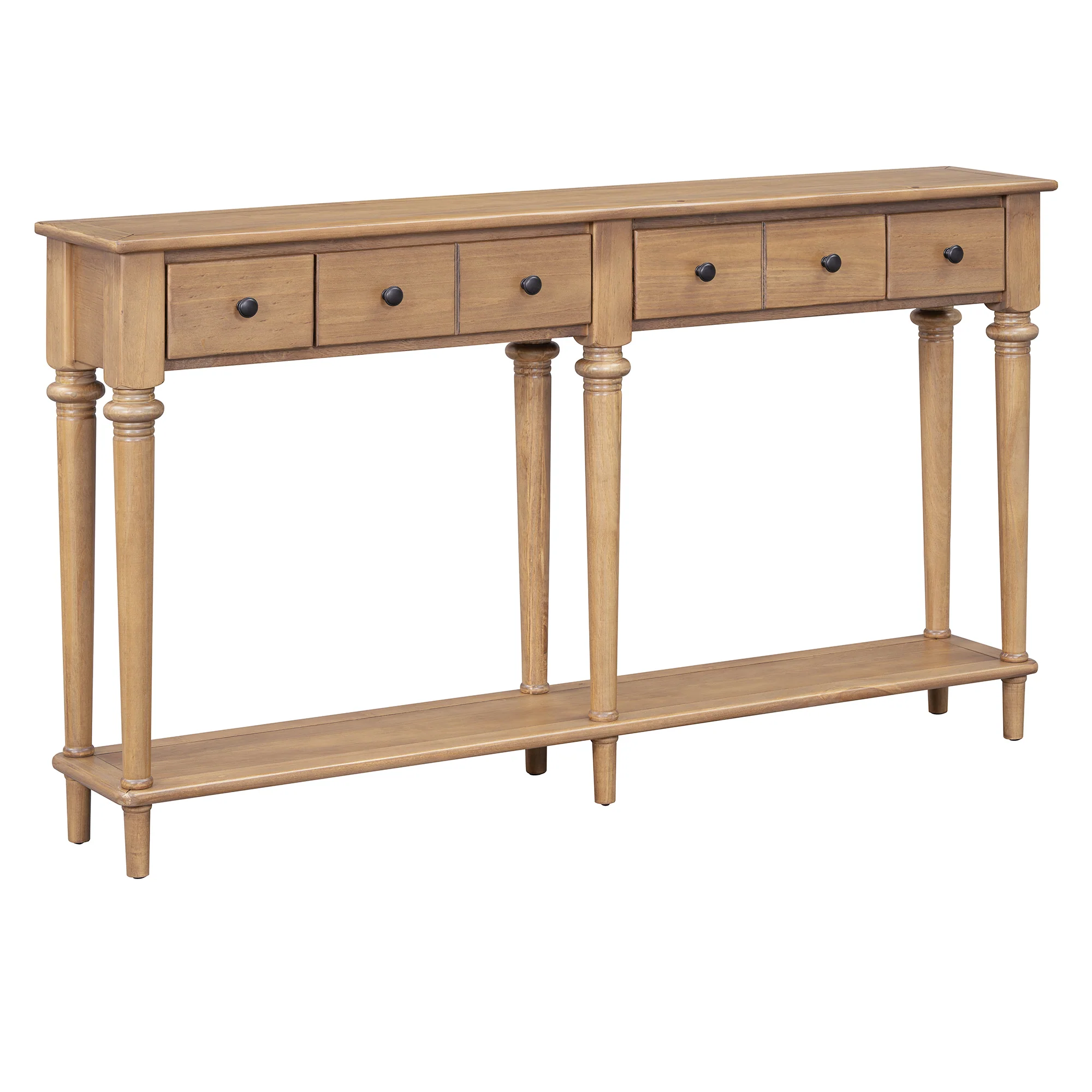 Console Table with 4 Drawers and Open Shelf