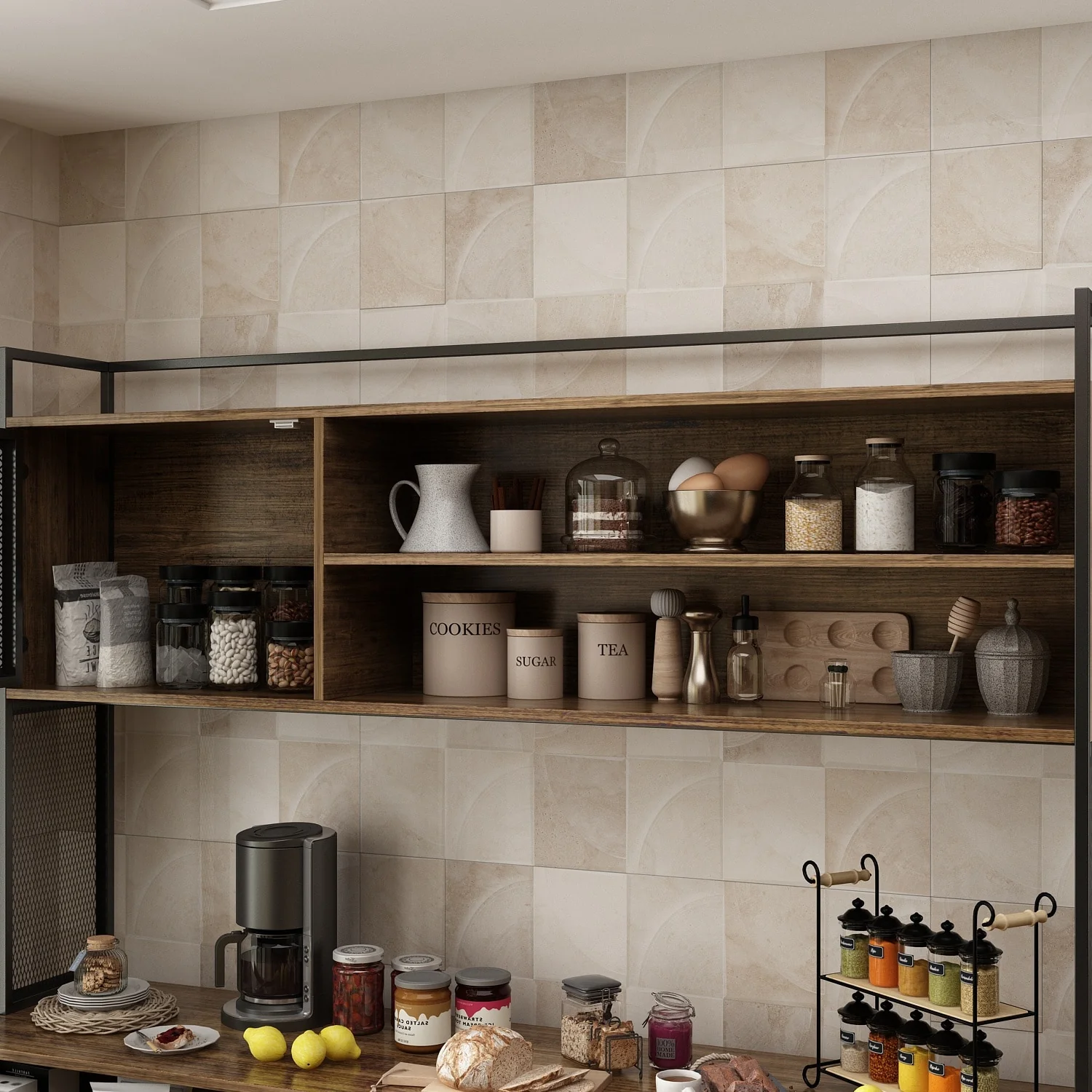 Large Buffet with Hutch,Kitchen Pantry Cupboard Sideboard