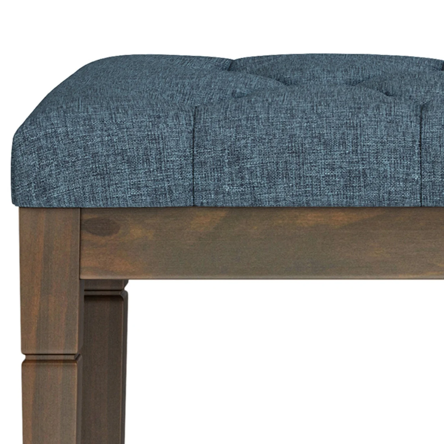 Hushed Upholstered Tufted Ottoman Bench with Carved Legs