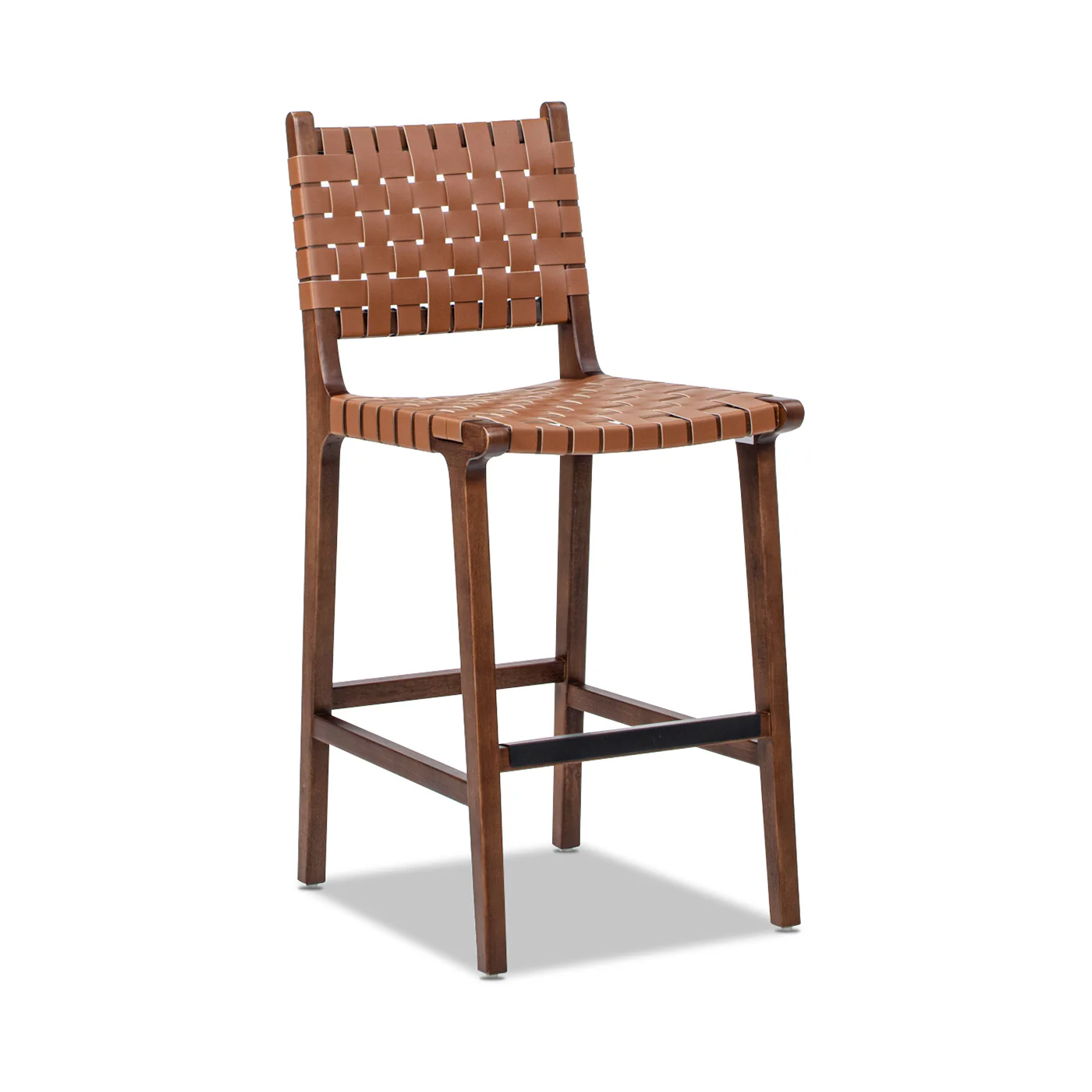 Andre  Woven Leather Counter Stool