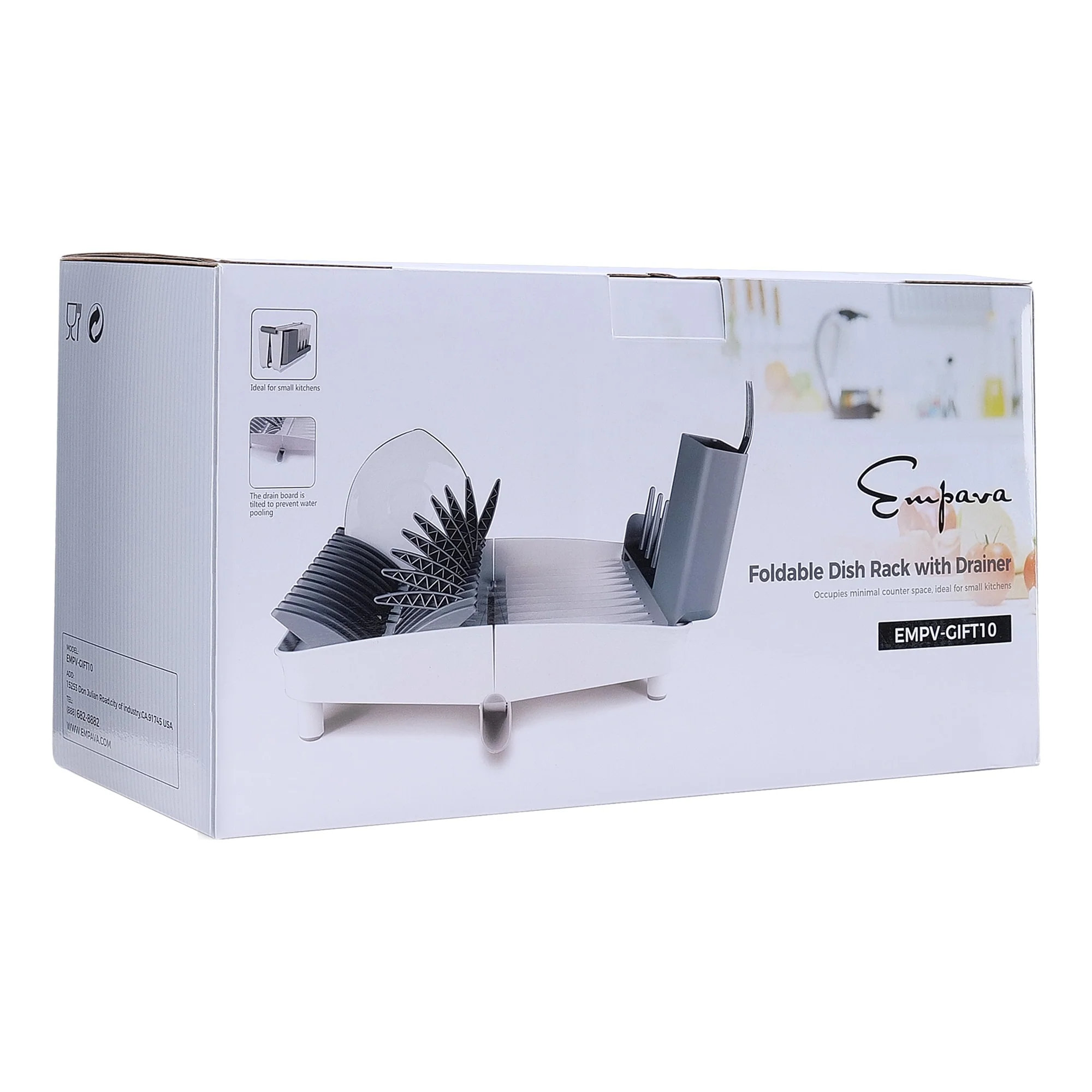 Foldable Countertop Dish Drying Rack with Drainer - 16.5