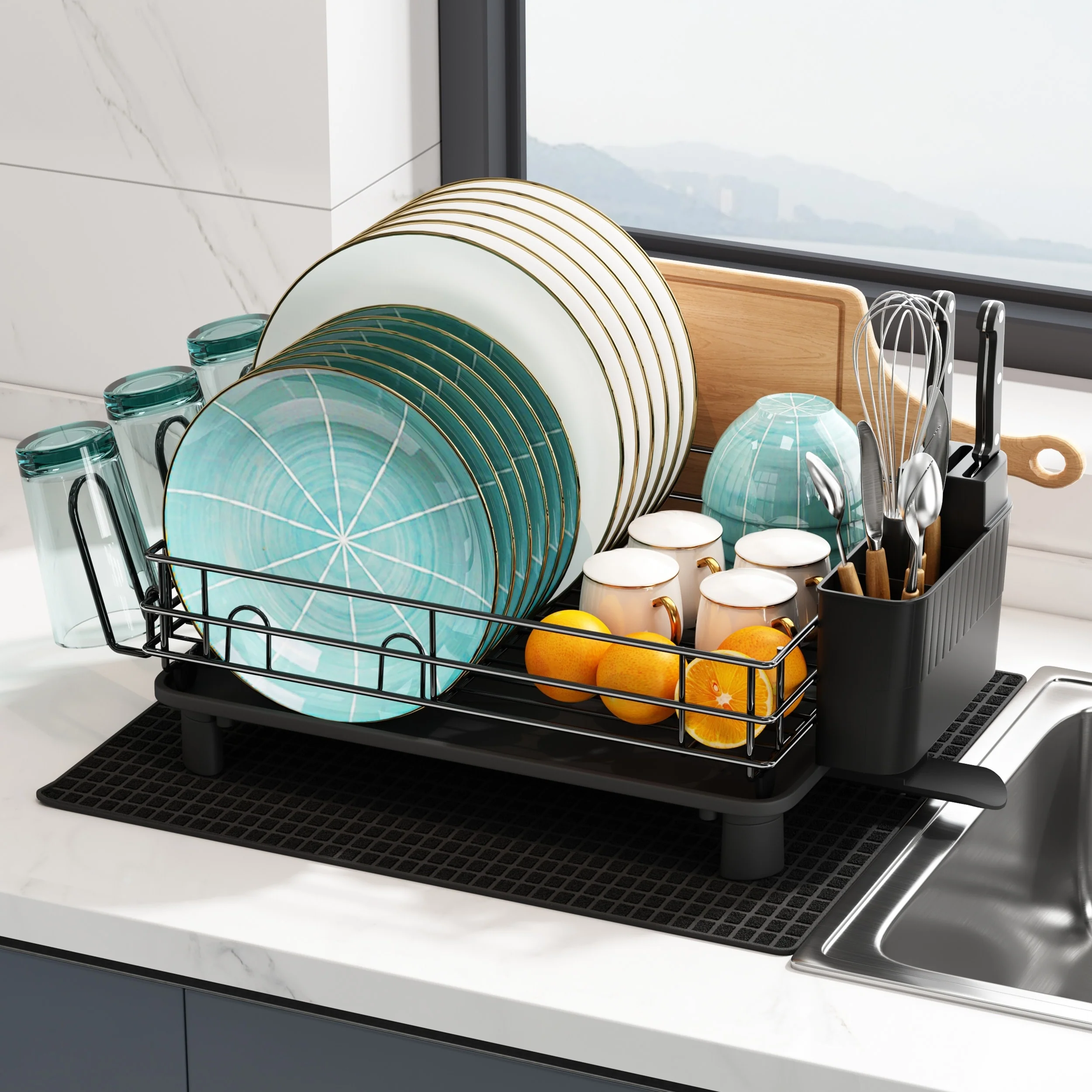 JASIWAY Multifunctional Kitchen Stainless Steel Dish Rack